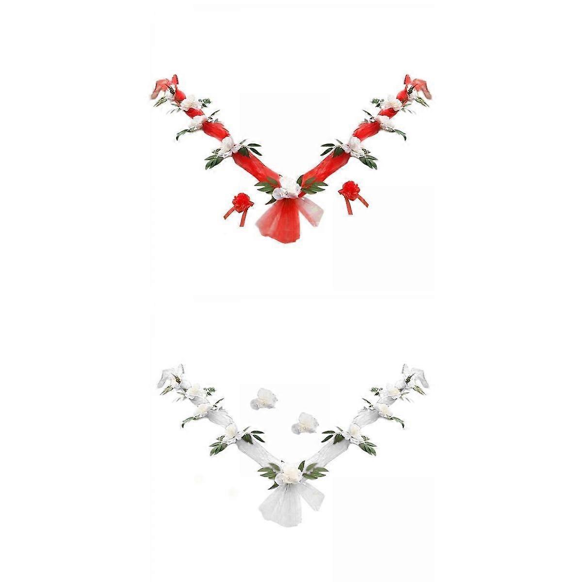 2Pc Weddiing Car Front Artificial Flower
