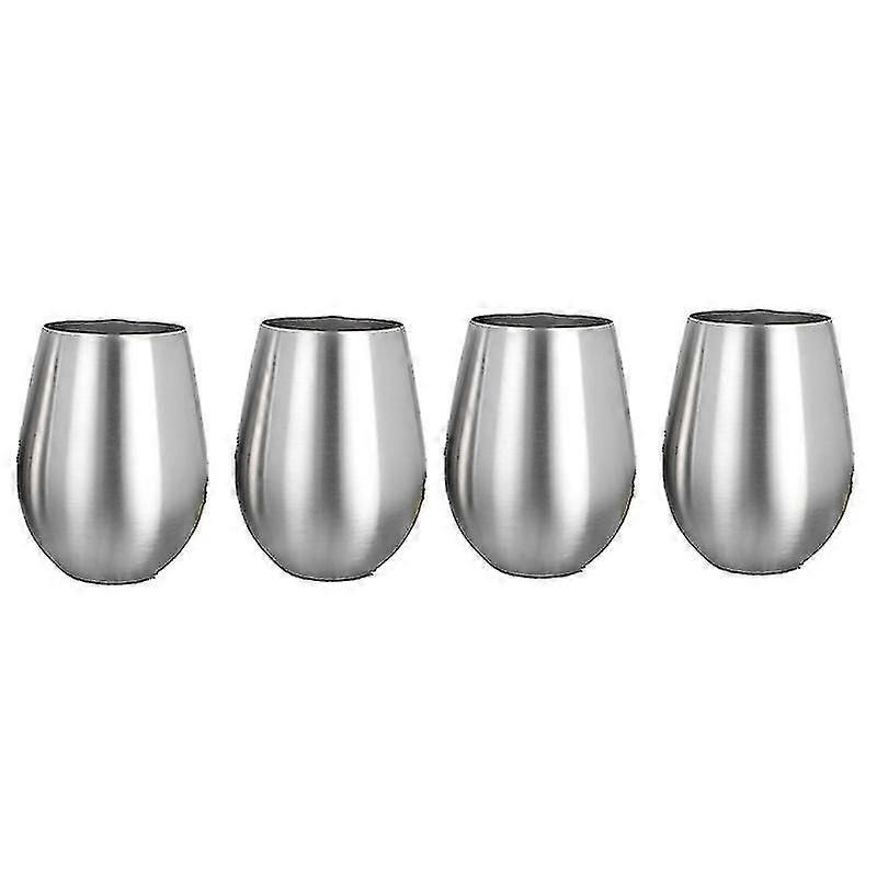 屋内/屋外用の壊れないステンレス製ステムレスワイングラス4個セット