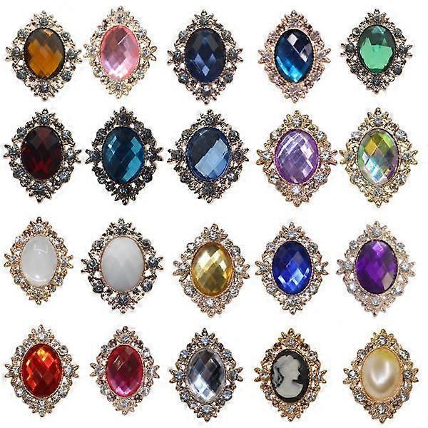 8x 10Pcs Rhinestone Flat Back Beads Button Scrapbook Embellishment Mixed Color