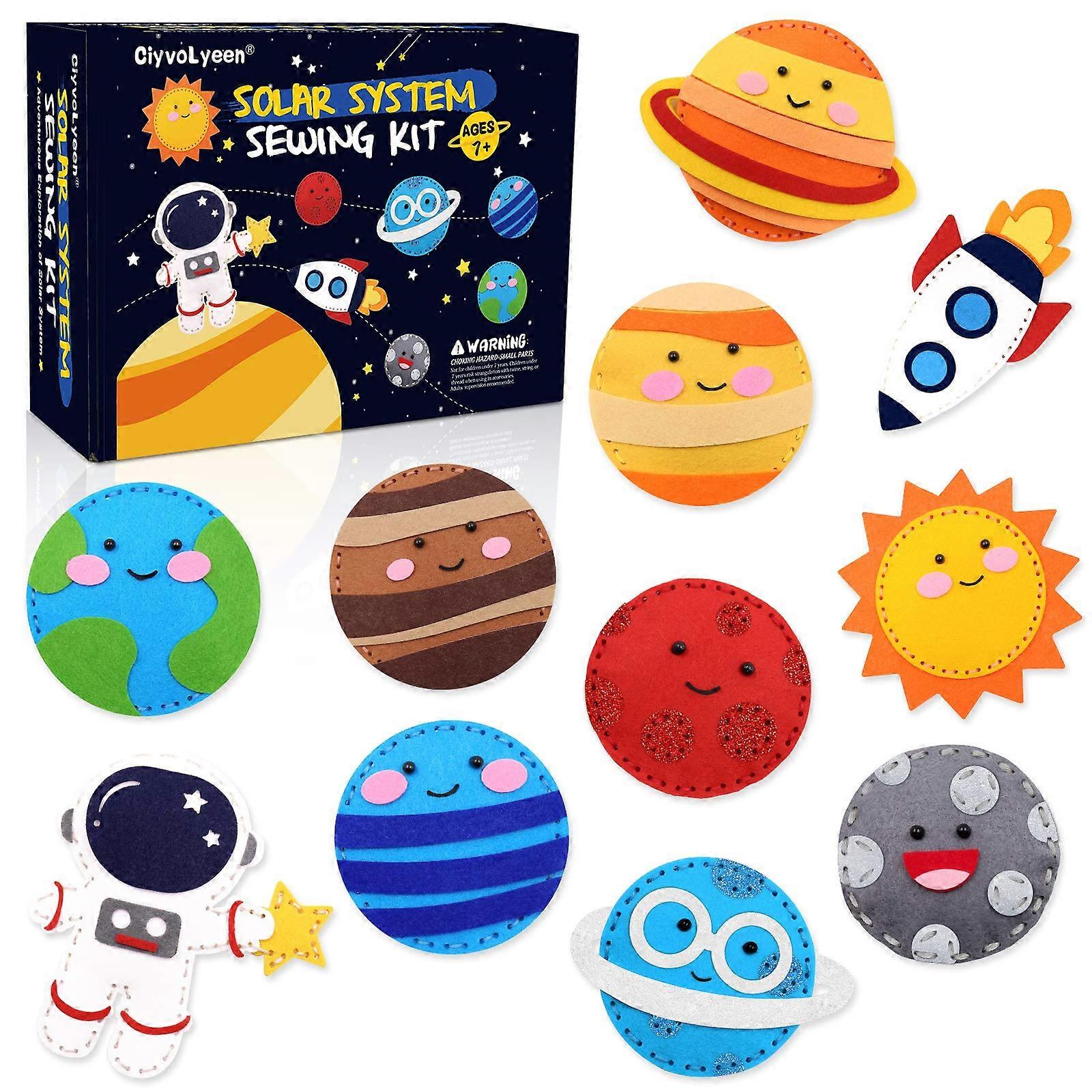 Space Sewing Kit for Kids Solar System DIY Activity Kids Felt Craft Supplies for 7 8 9 10 11 12 and Educational Beginners Sewing Set of 11