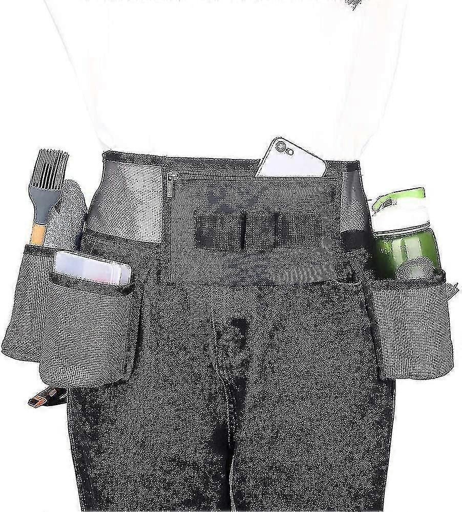 Cleaning Tool Belt With 4 Pockets And 3 Elastic Slots - Adjustable Nylon Mesh Cleaning Belt For House Cleaning - Tool Bag With Belt