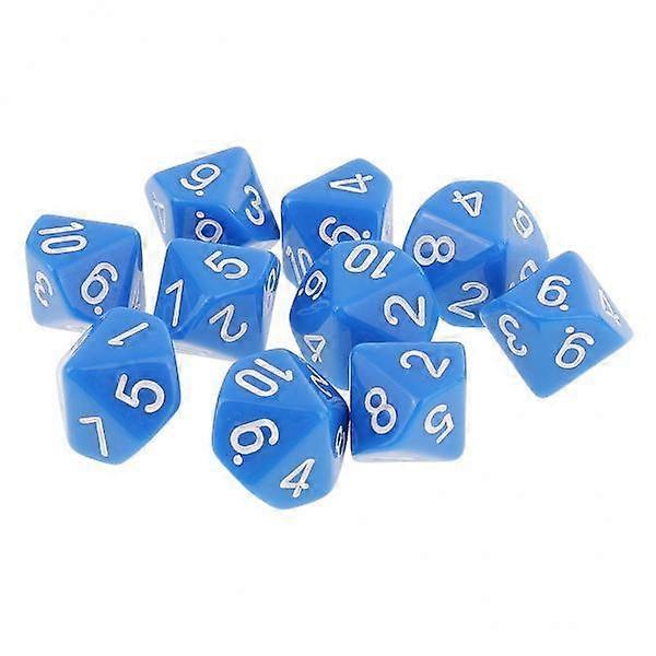 2X 10pcs 10 Sided Dice D10 Acrylic Dice for Blue Portable
