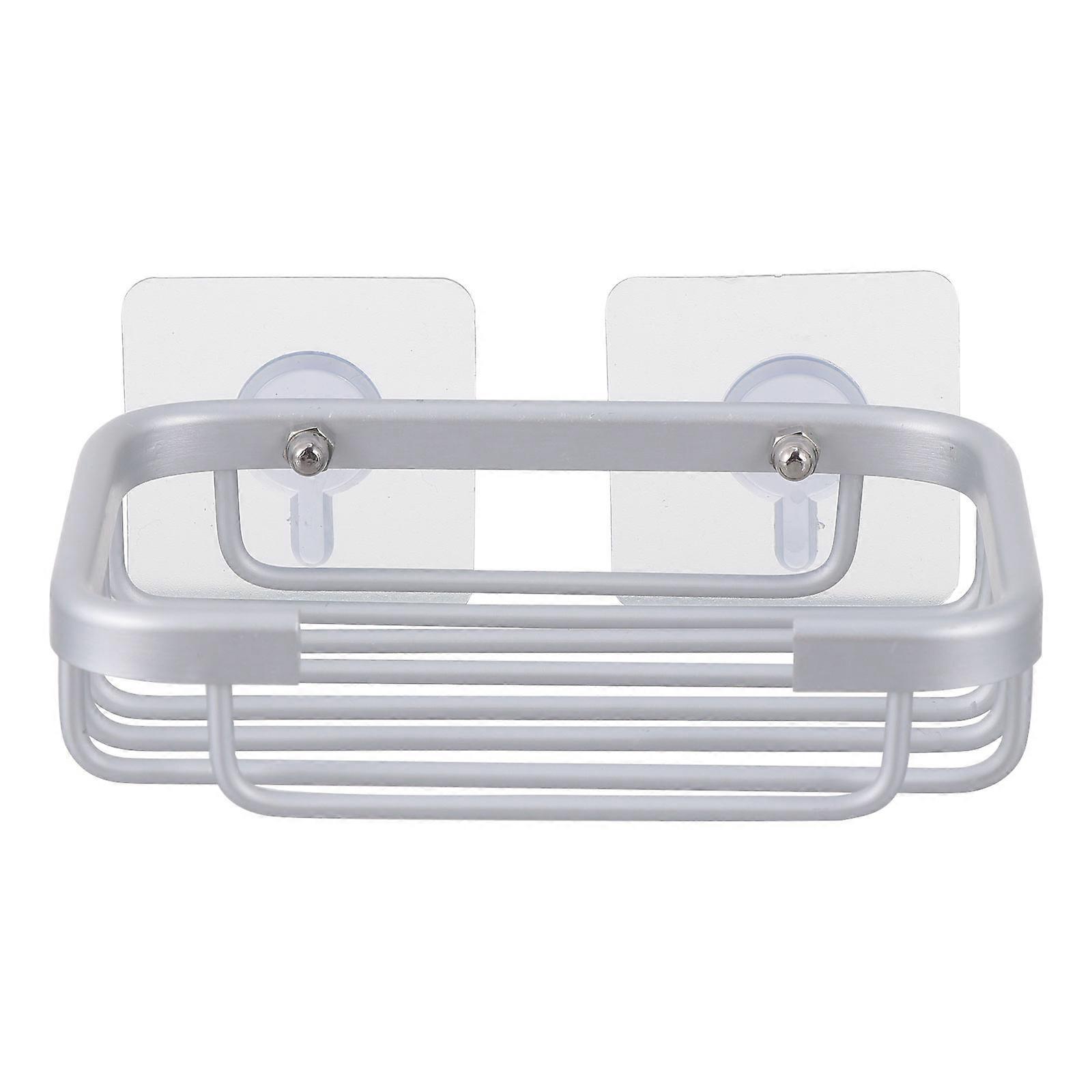 Soap Dish Holder Selfdraining Aluminium Rack for Bathroom Storage Silver Can Be Hung Anywhere 1 Set