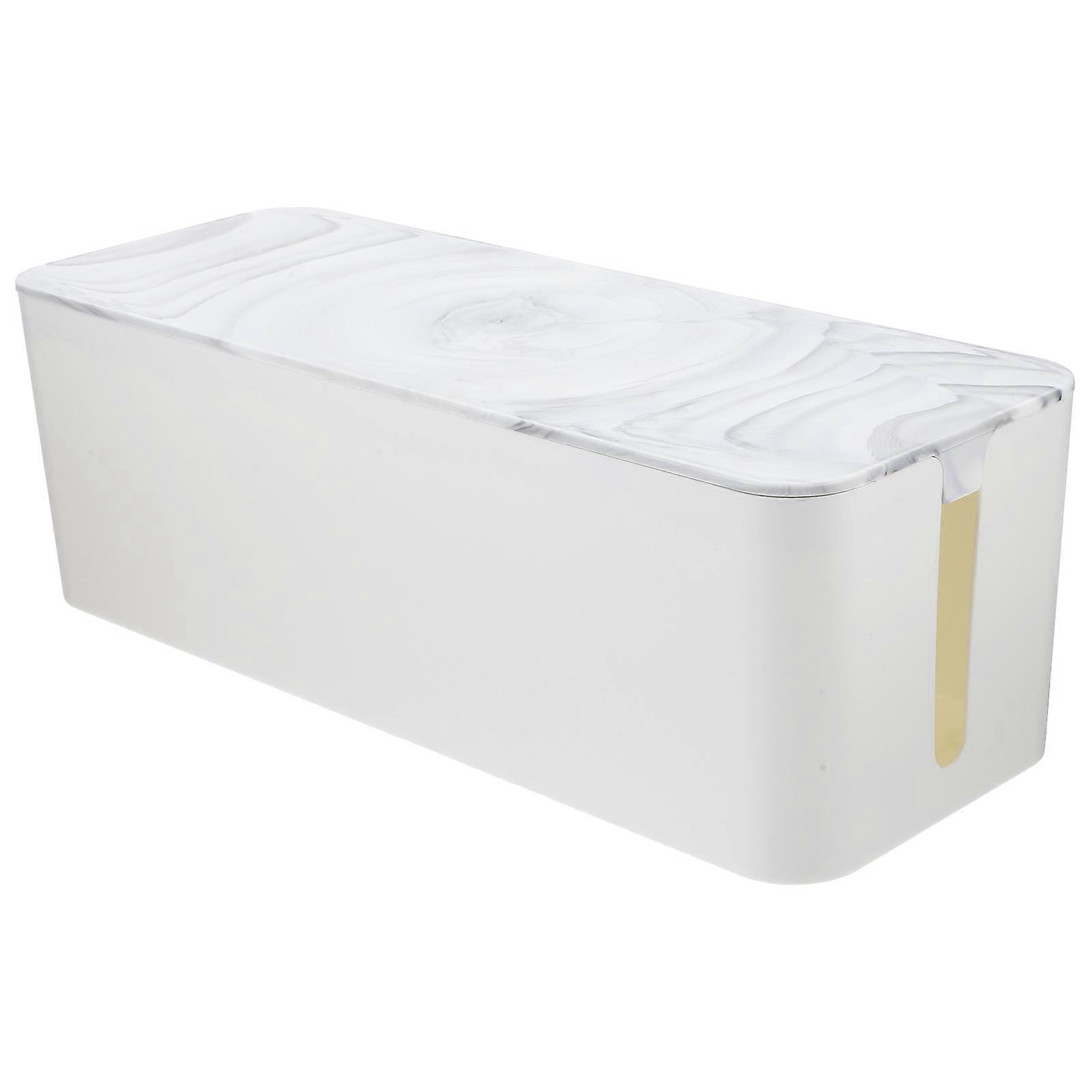 Bamboo Cable Box Cord Organizer Wire Management Storage Home Rectangular 1Set