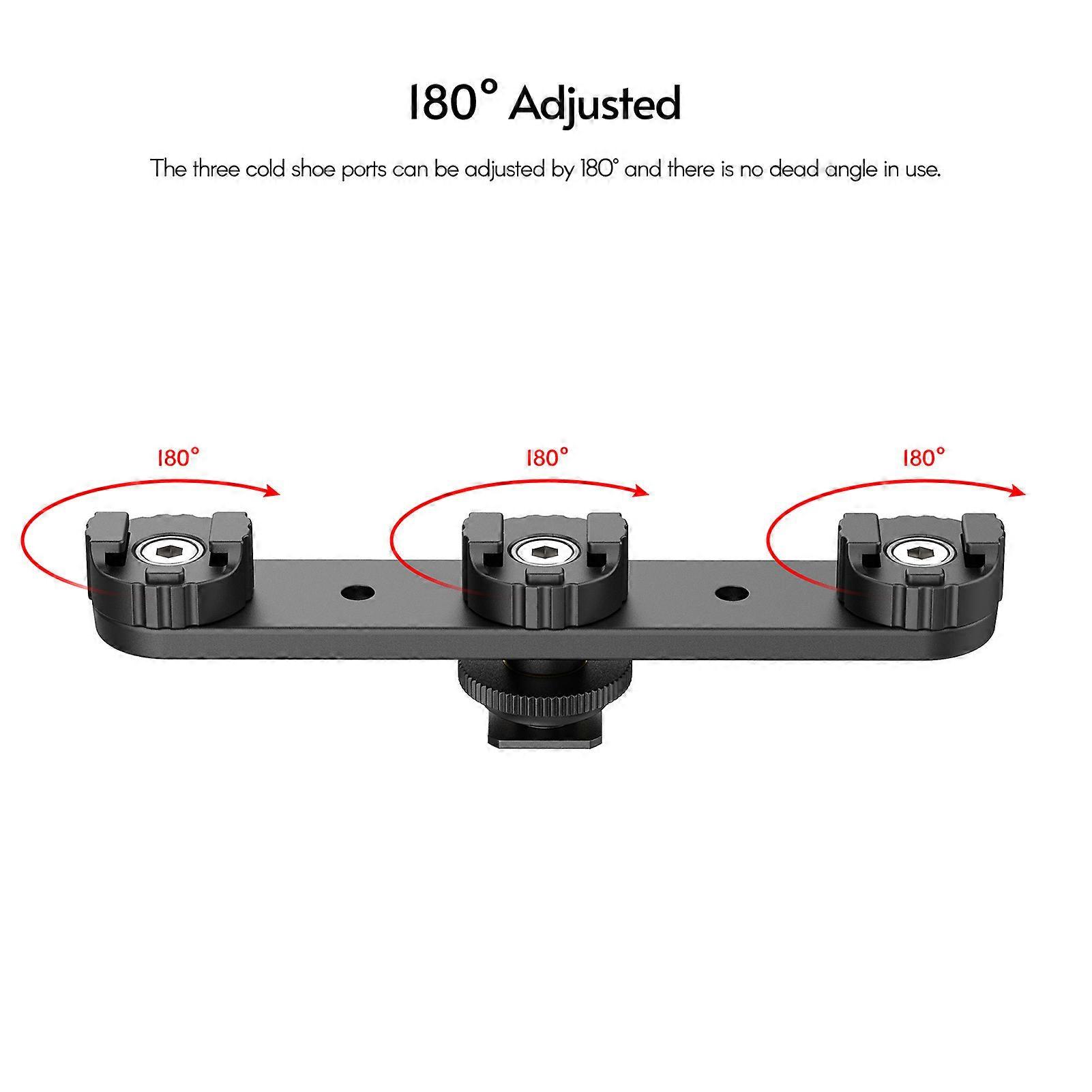 Cold Shoe Bracket: 3 Mounts, 180° Rotatable for Vlog, LED Light, Microphone, Durable ABS