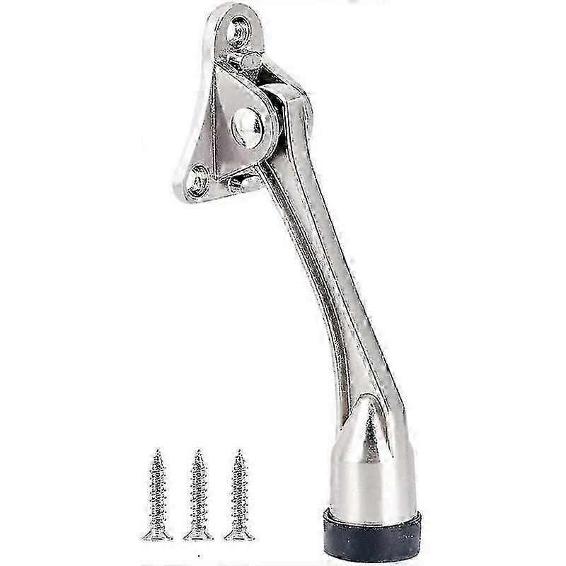 Door Stop Catch- the Door Stay Open for,Home Metal Door Stopper with Soft Rubber Bumpersilver