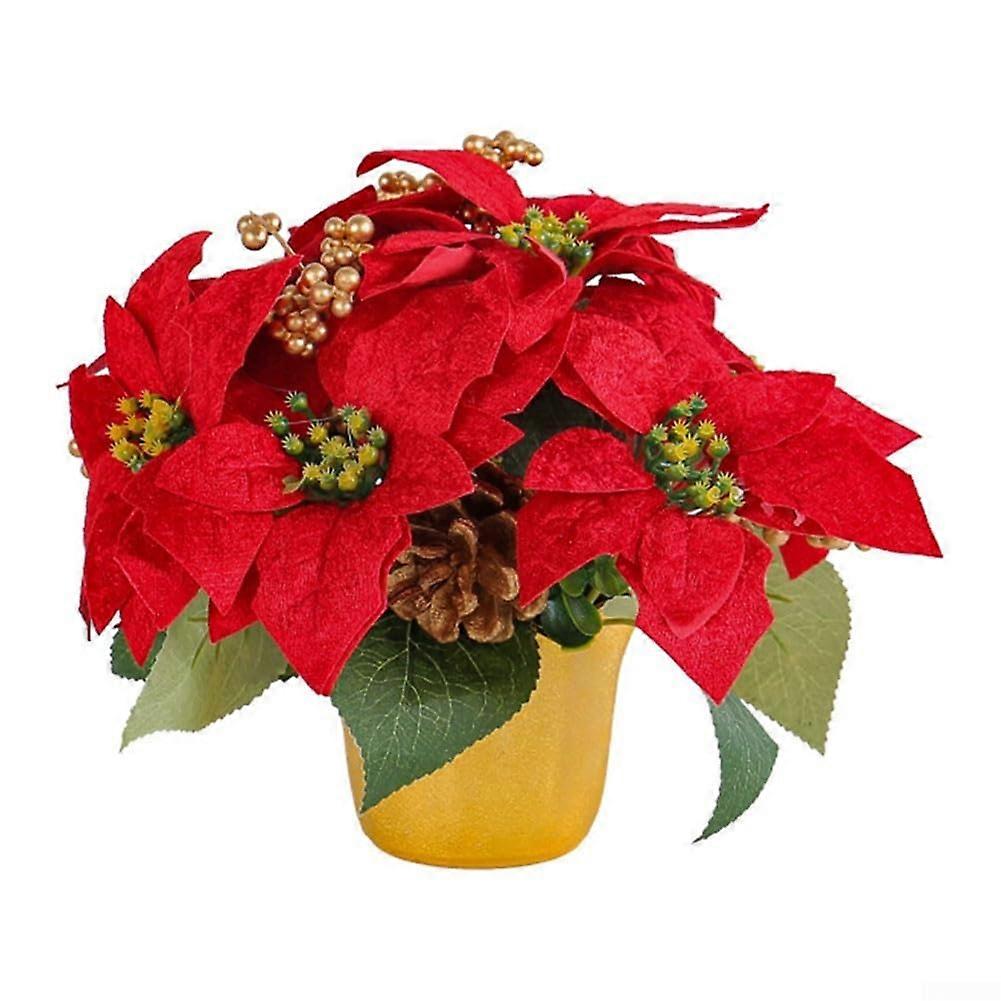 Shining red artificial poettia bouquet, bring festively into your home