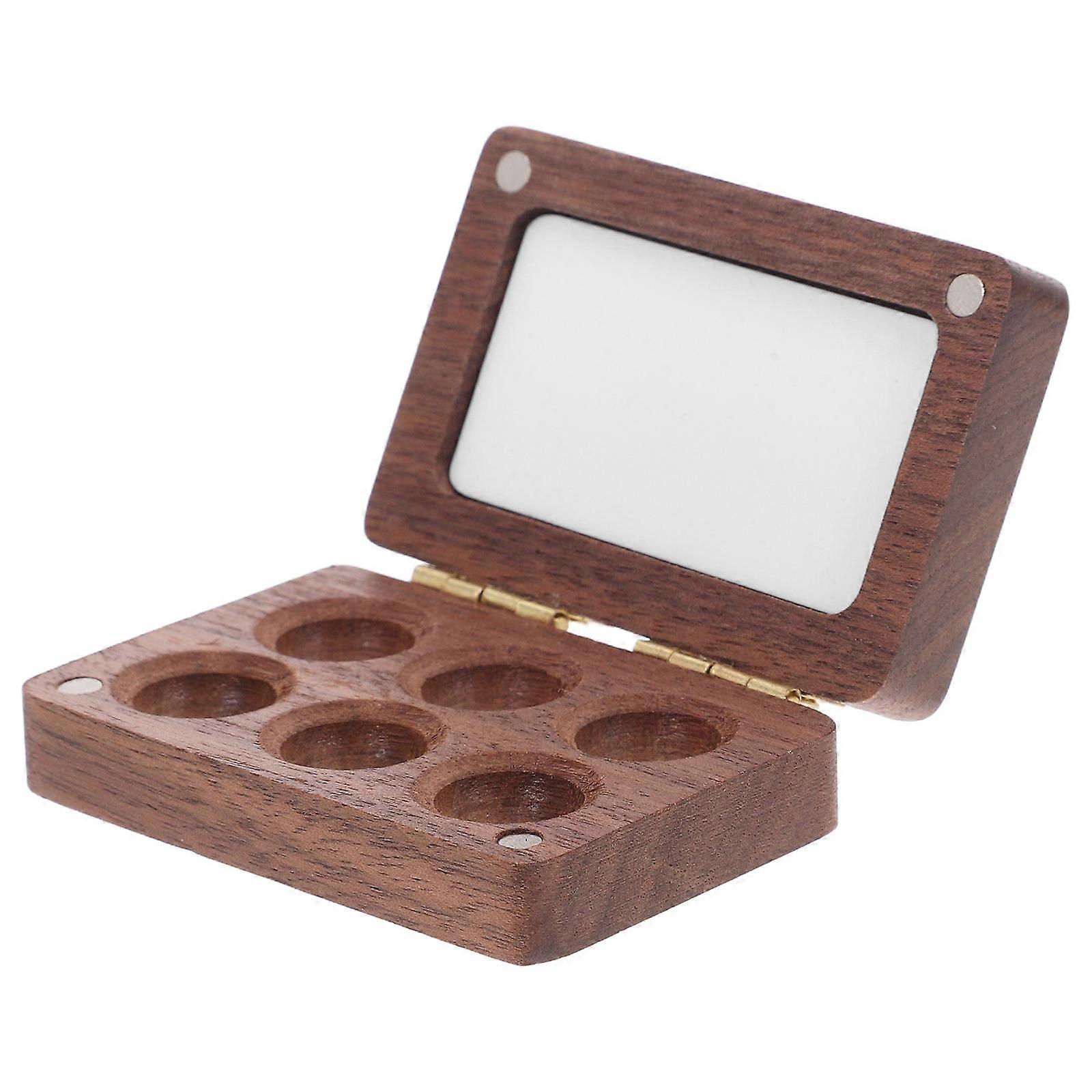 Empty Watercolor Palette for Artists Travel Portable Watercolor Kit Rectangular Shape 6.20X4.00X1.90CM Black Walnut Wood 1Pack