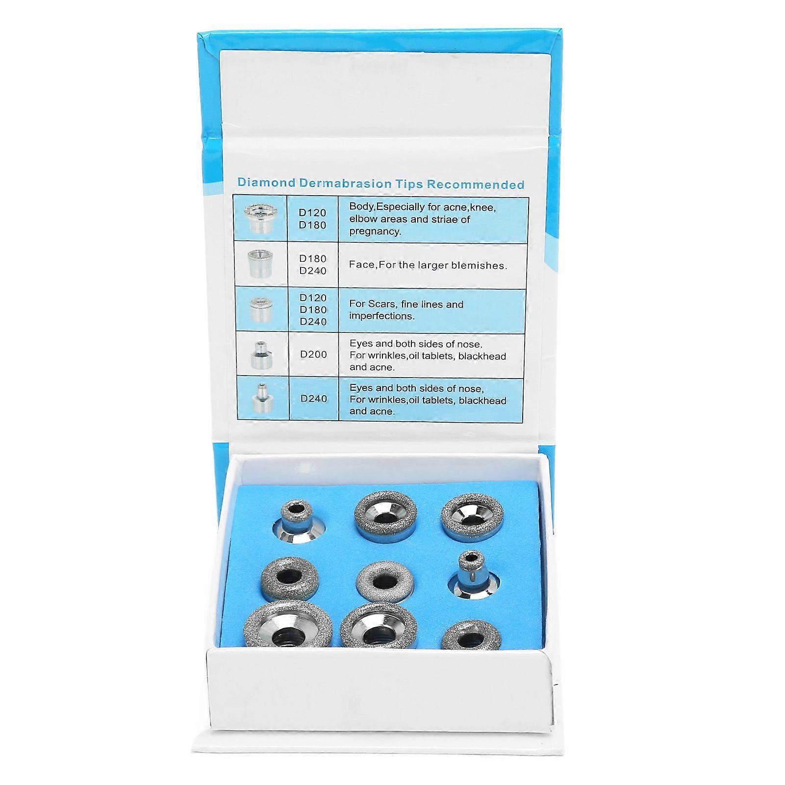 2025 Latest Model 9pcs Microdermabrasion Replacement Tips Metal Multi Size Pro...
