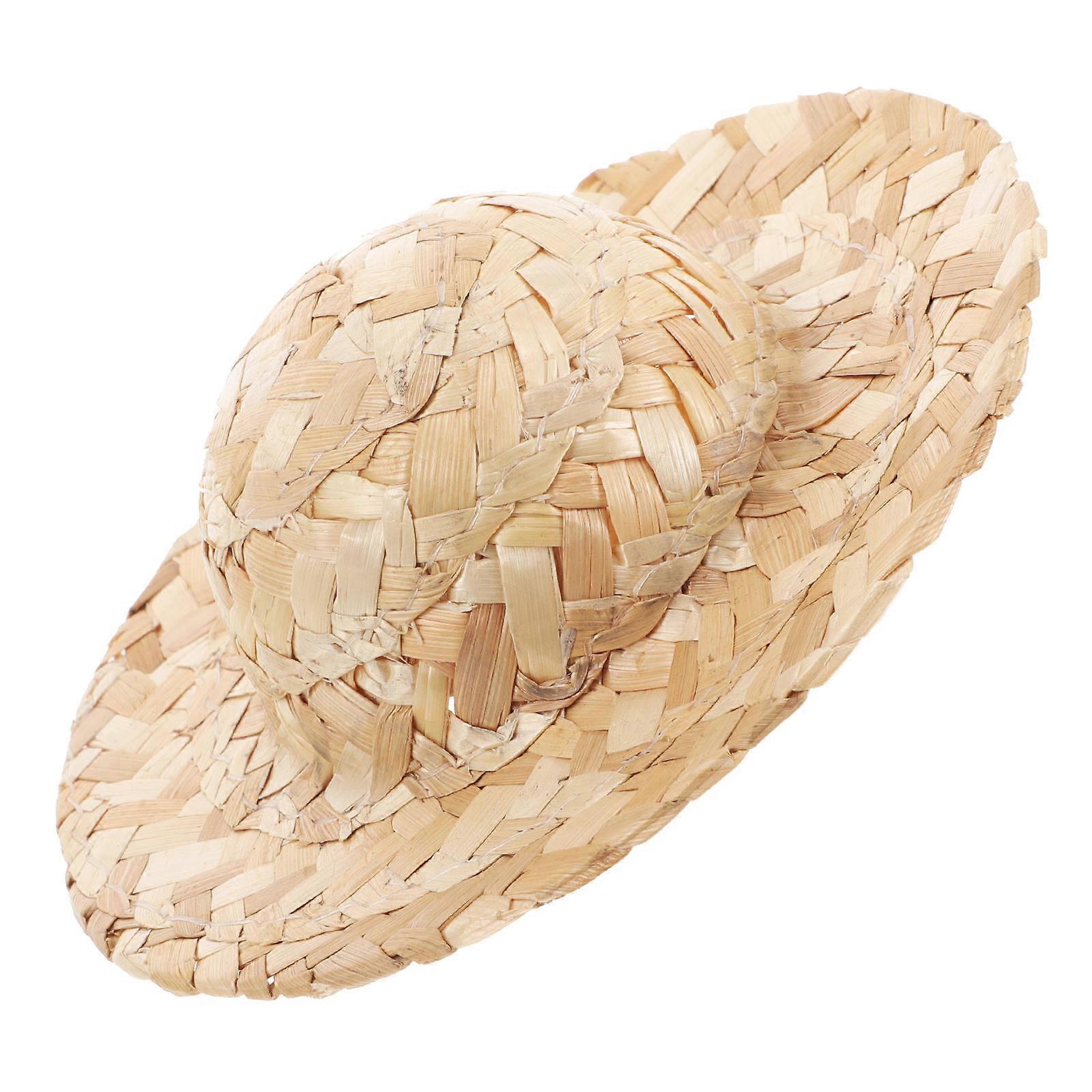 Mini Handwoven Straw Hats for Dollhouse DIY Crafts – Small Duck Plush Caps, Portable Sombrero Accessories for Teddies & Plush Toys