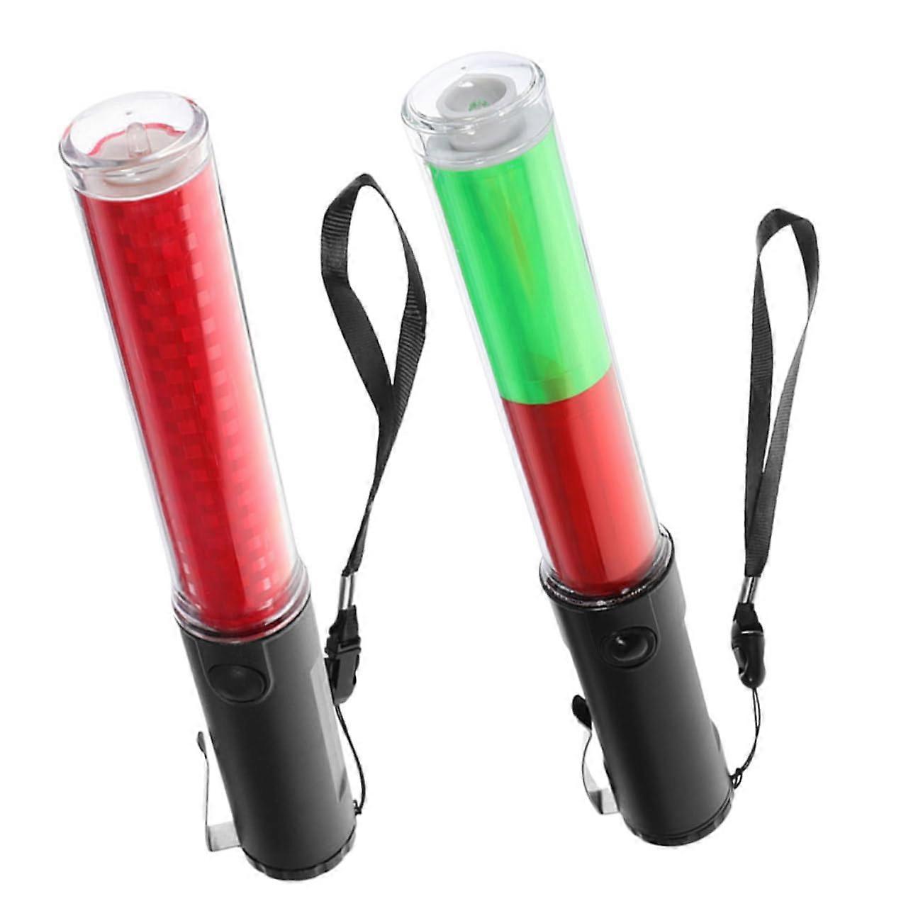 Pack of 2 Concert Light Sticks Rechargeable Torch Red Torch Traffic Guide Rod Airport Guide Rod LED Signal Rod Traffic Stick Rechargeable Signal Rod