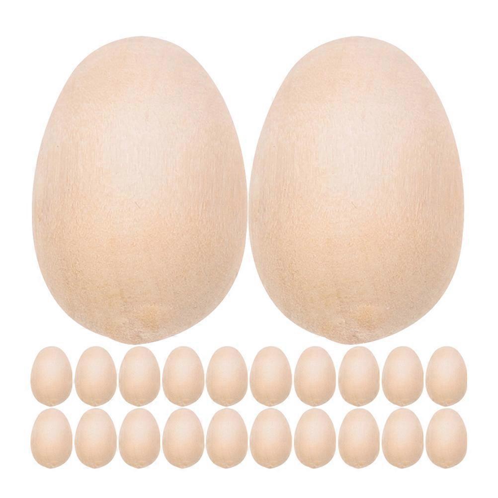 200pcs Wooden Artificial Eggs for DIY Easter Crafts, Smooth Unfinished Wood Egg Ornaments, Sturdy Simulation for Handicrafts