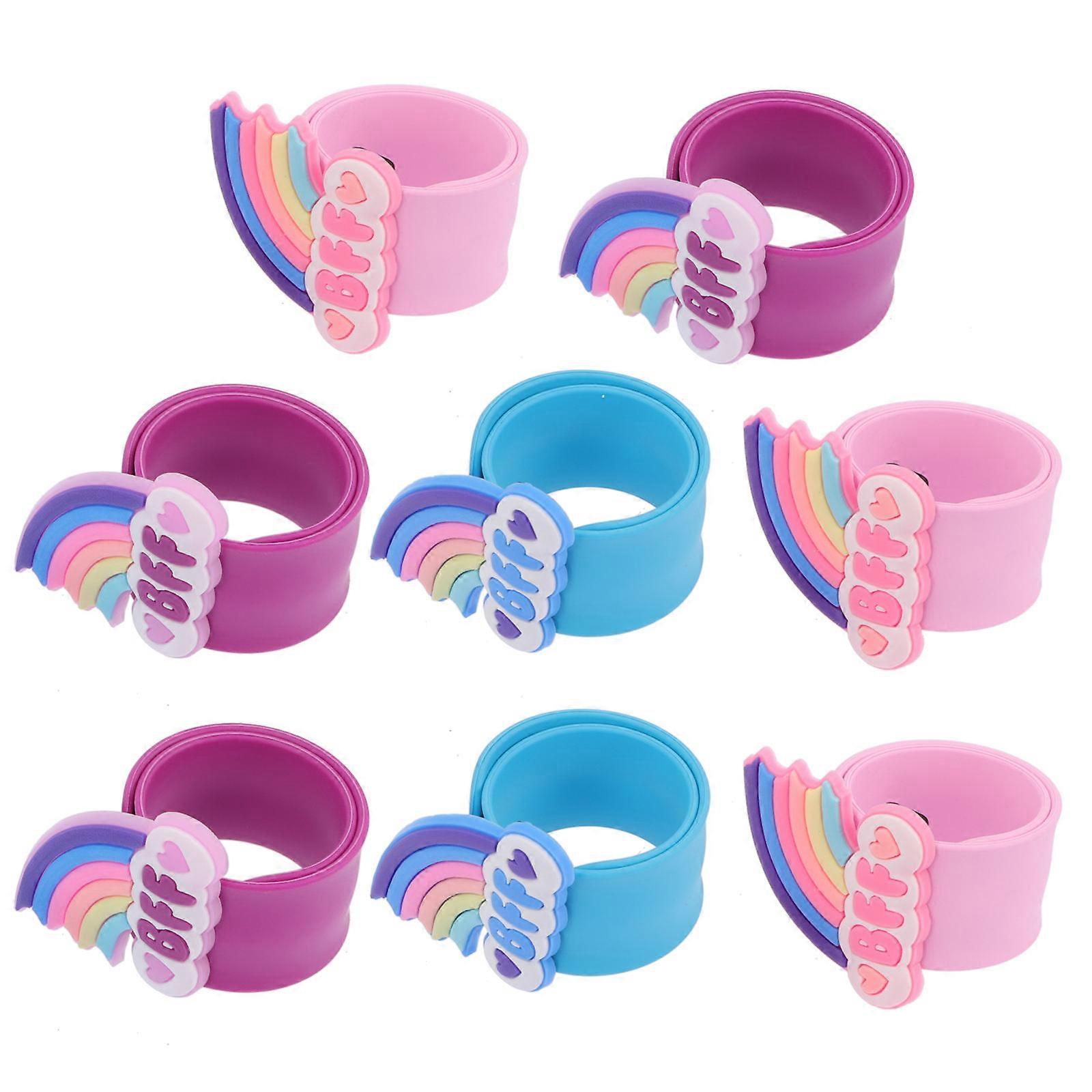 Silicone Slap Bands Childrens Toys Fitted Grip Circular Style 8Pcs