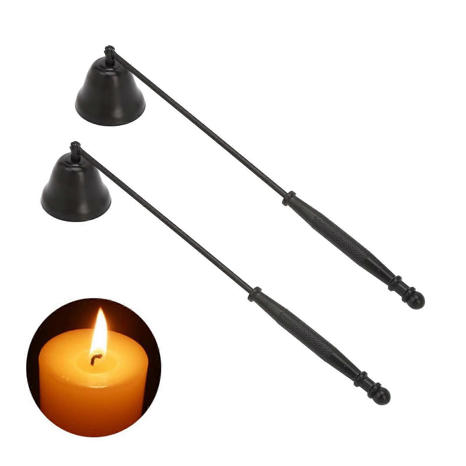 2 Pieces Black Long Handle Candle Snuffer Snuffer Non Slip Candle Wick Extinguisher Accessories for Long Handle Wick Snuffer for Most Candles