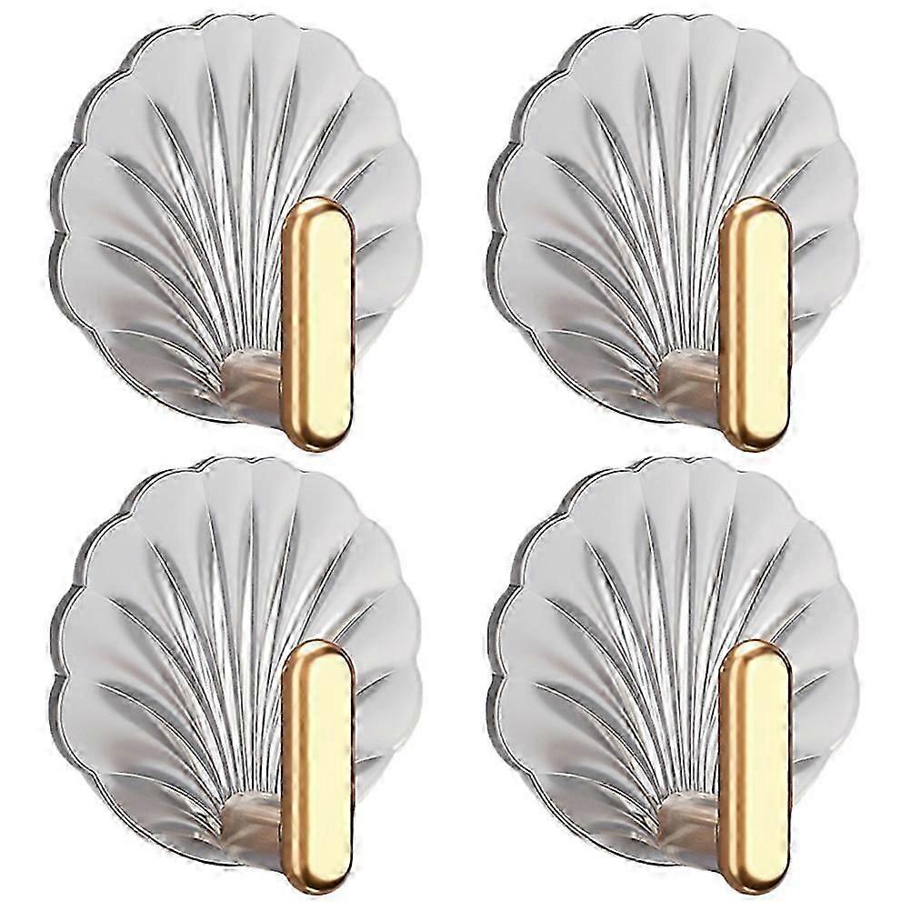 4pcs Self Adhesive Wall Hooks Hanging Keys Hooks Towels Purses Hats Caps Storage Hooks