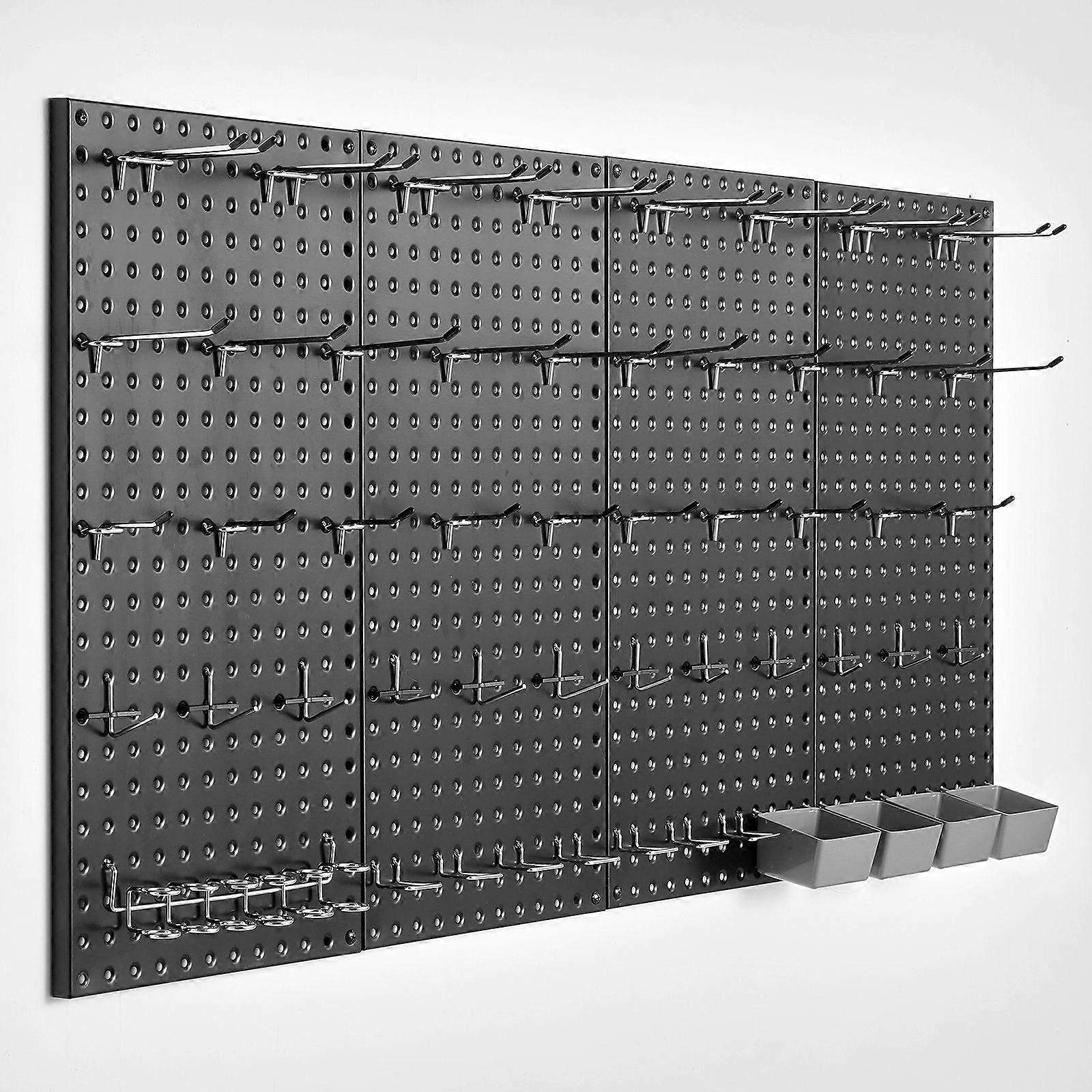 Μεταλλικά πάνελ Pegboard, 24" x 12" Pegboard, 4 πάνελ, Heavy Duty Peg Board Wall Organizer με αξεσουάρ, Μαύρο