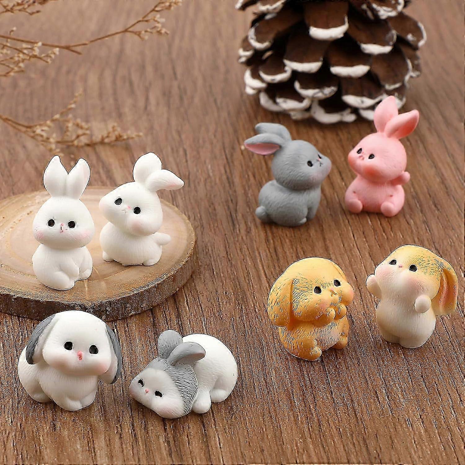 16pcs Miniature Rabbit Figures, Mini Resin Rabbit Easter Decoration, Easter Bunny Figures, Mini Rabbit Sculpture For Fairy Garden