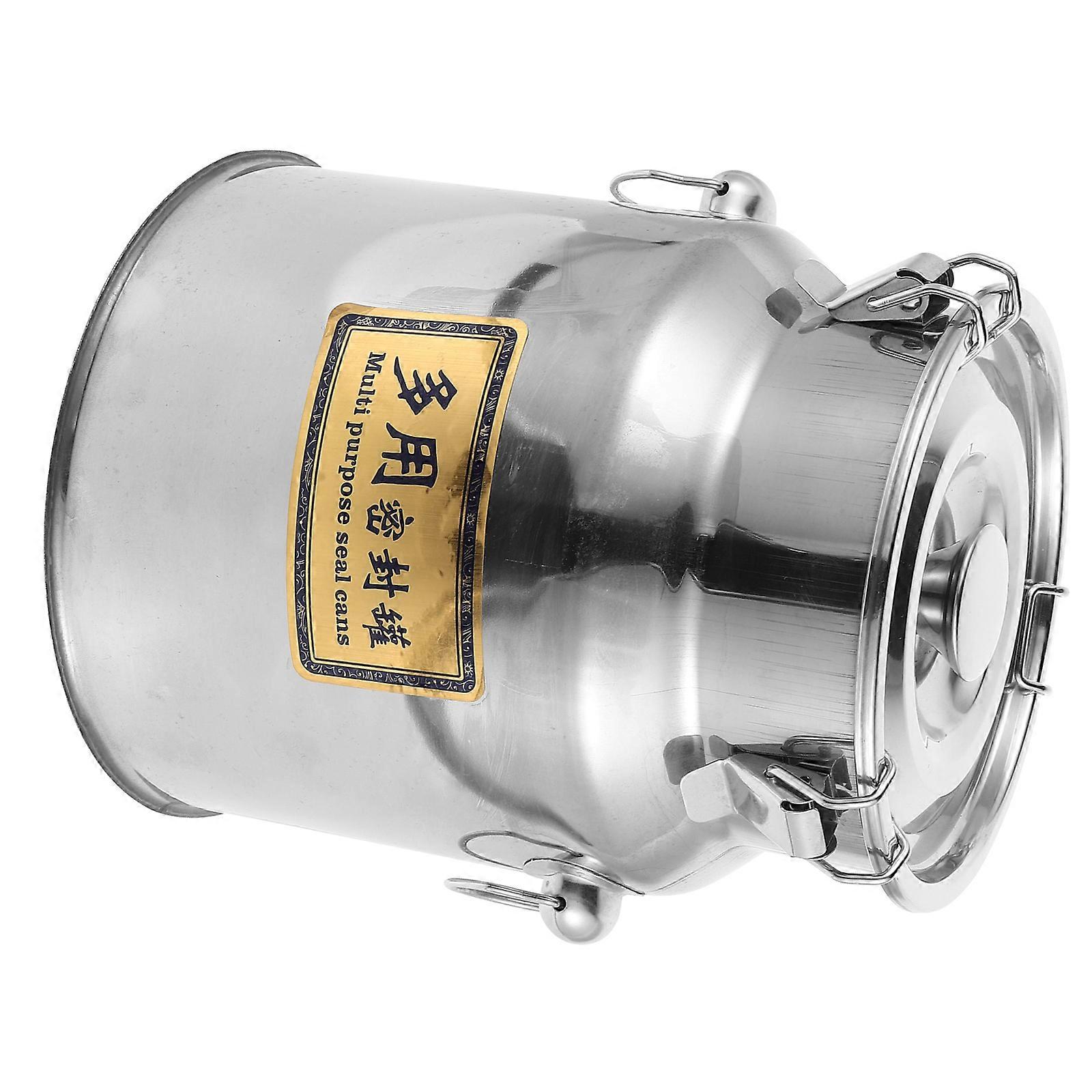 Stainless Steel Milk Tea Bucket Airtight Barrel For Milk Storage Restaurant Use 6L 1Set
