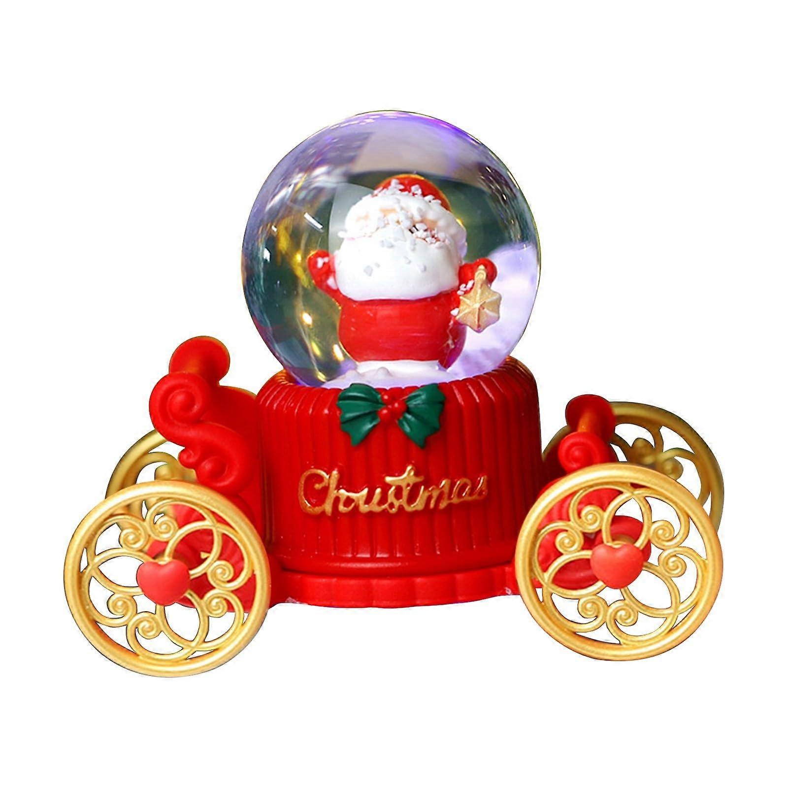 Christmas decorations, Santa Claus, snow globe, decorations – festive decorations for home and car with lighting, ideal for Christmas 2 red.
