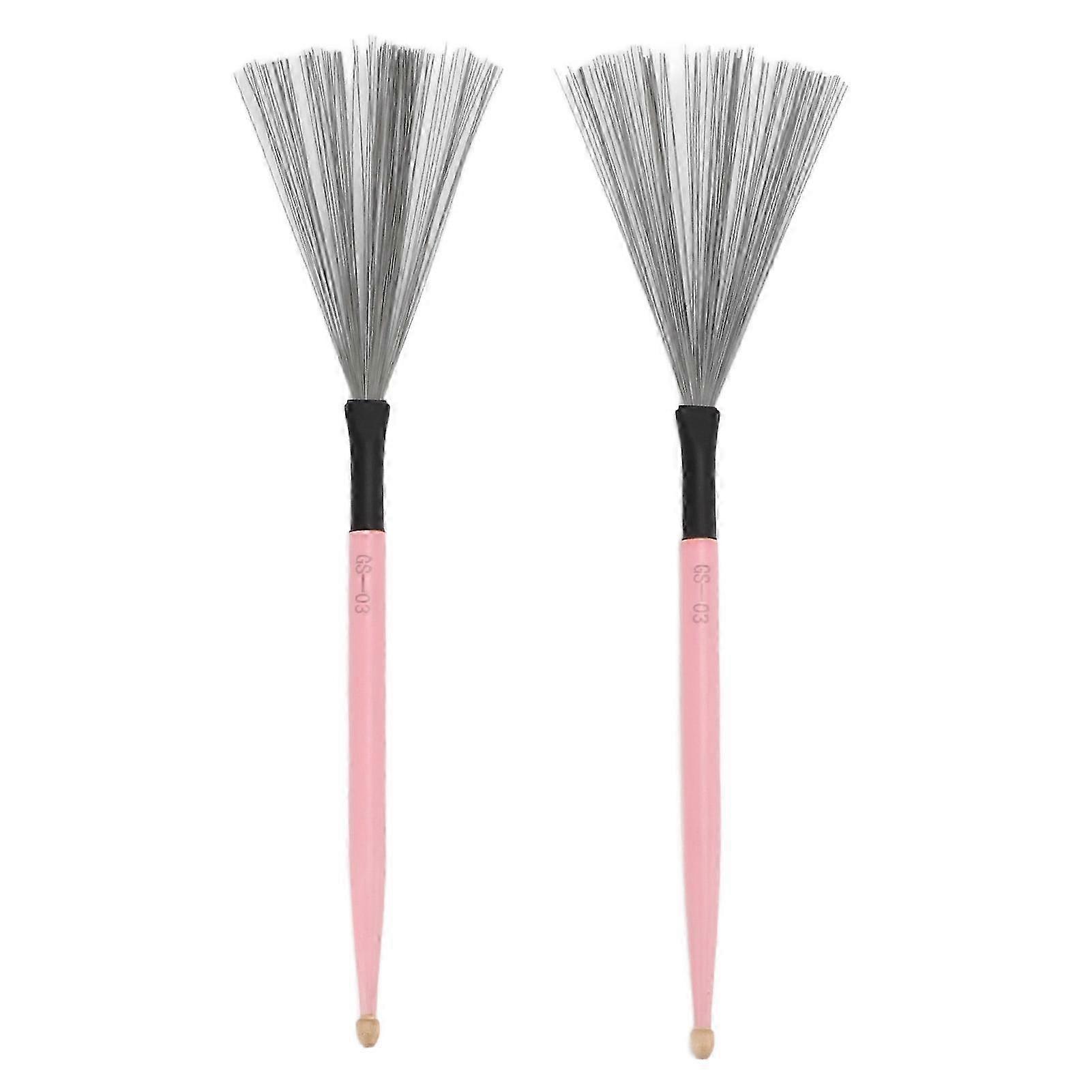 2PCS Double Headed Drum Brushes for Maple Drums, Portable Percussion Brushes for Bands, Pink