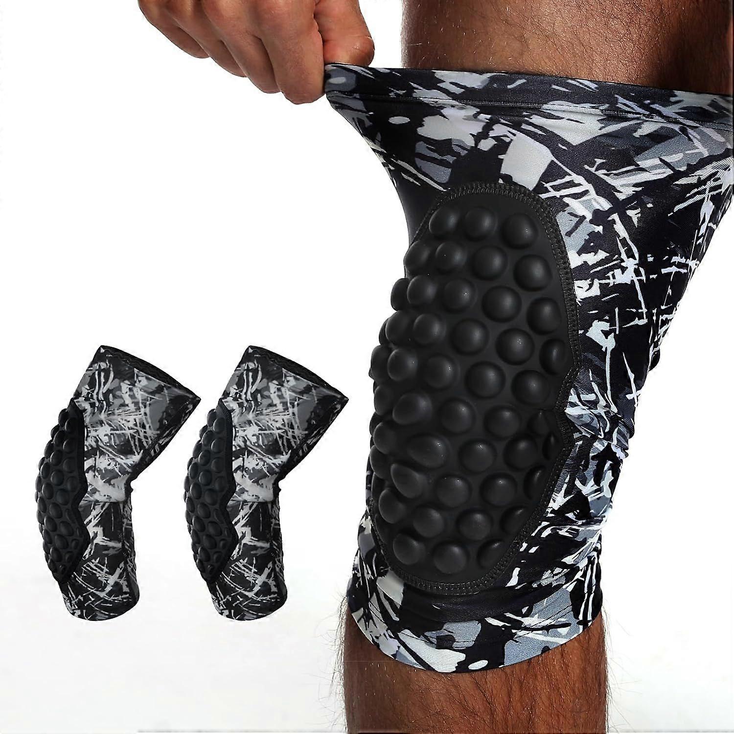 バスケットボール、バレーボール、スケートボード、サイクリング用の大人用コンプレッションレッグスリーブバスケットボールニーパッド(XL33-41cm、ブラック/ホワイト)