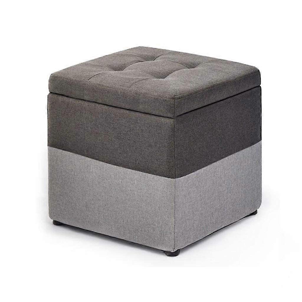 Solid Flax Square Stool Multifunctional Storage Box Purple Ideal for Living Room Hallway Footstool Sofa Bench Simple Elegant Design Grey