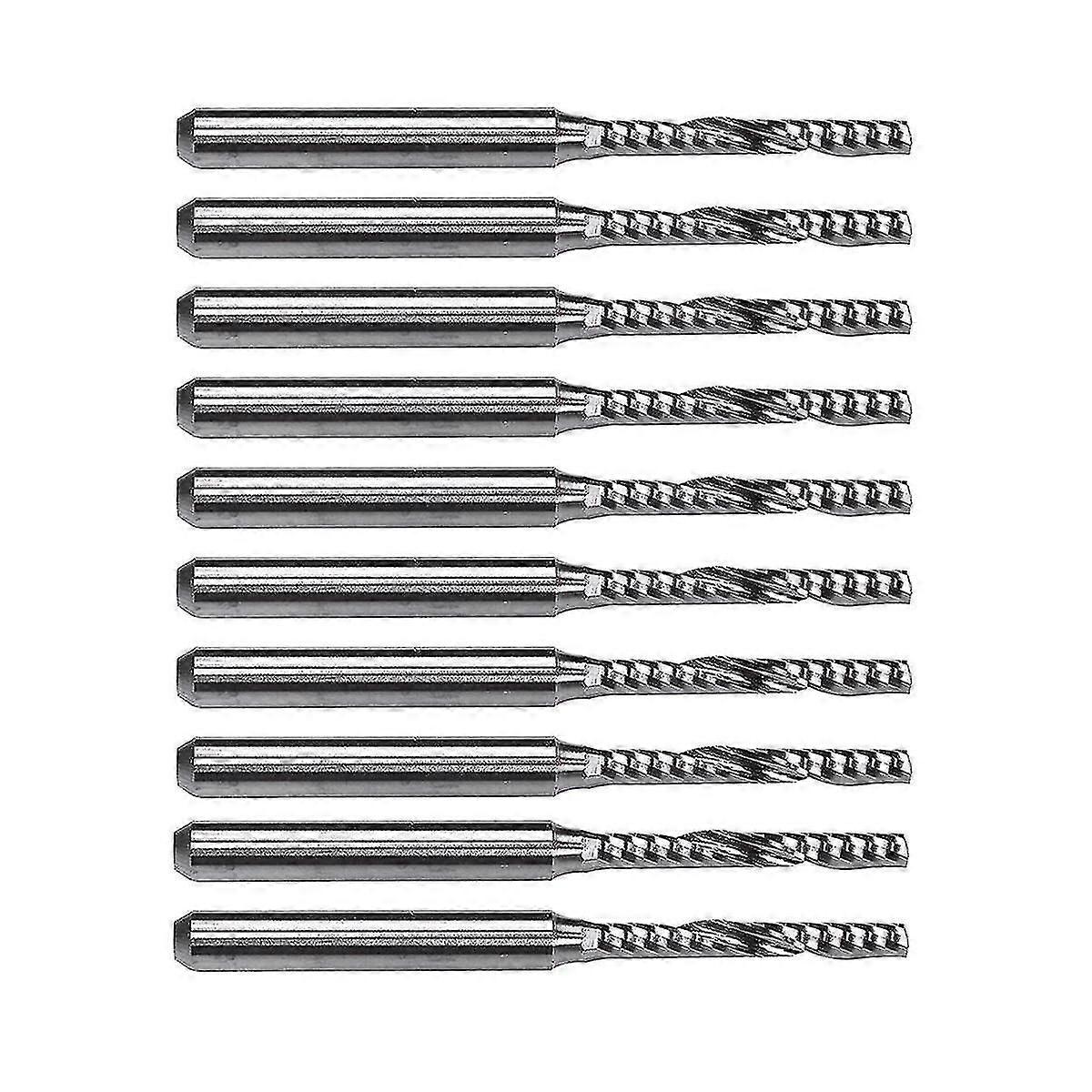 10 Pcs 2mm X 15mm Carbide Single Flute End Router Bit For Eng