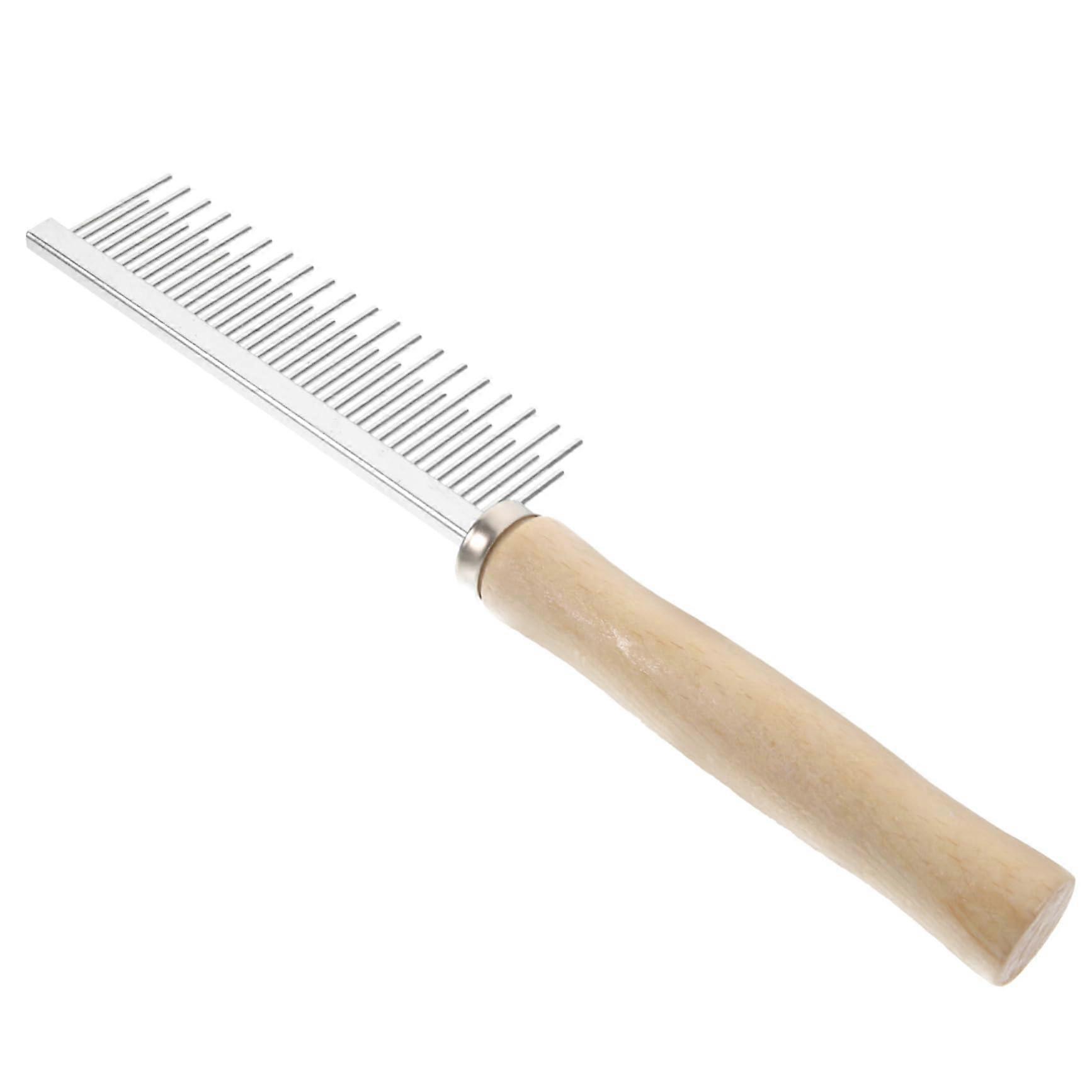 Dog Comb with Wooden Handle and Metal Teeth for Grooming Cats and Dogs, Ideal for Removing Matted Fur and Tangles