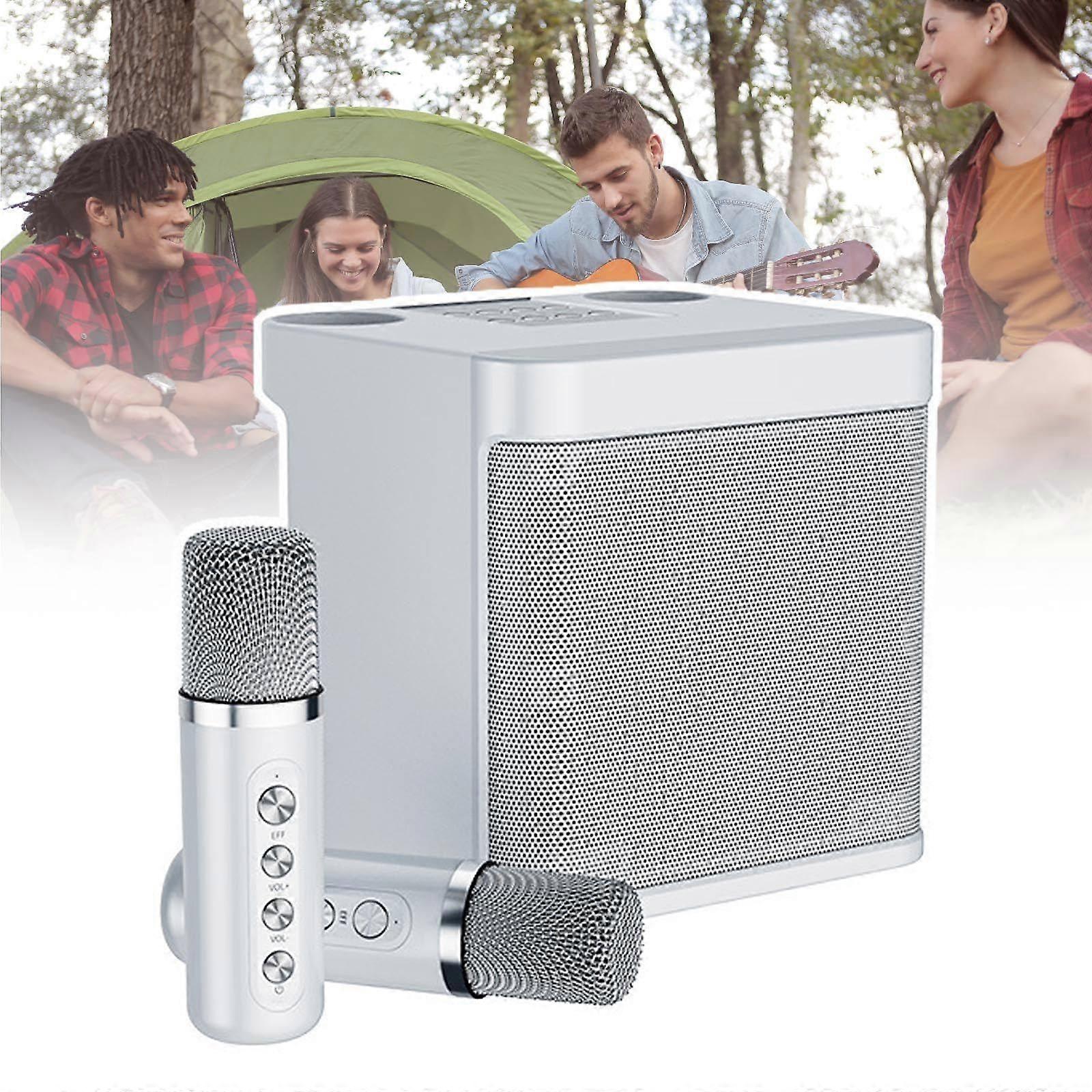 Home Karaoke Bluetooth Speaker Set, 10W, Bluetooth 5.0, 7.4V/3000mAh, 2 Microphones, White