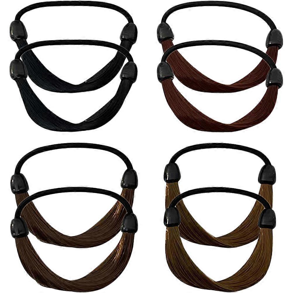 Decorative Hair Tie Elastic Hair Ropes Simple Design Natural 8Pcs
