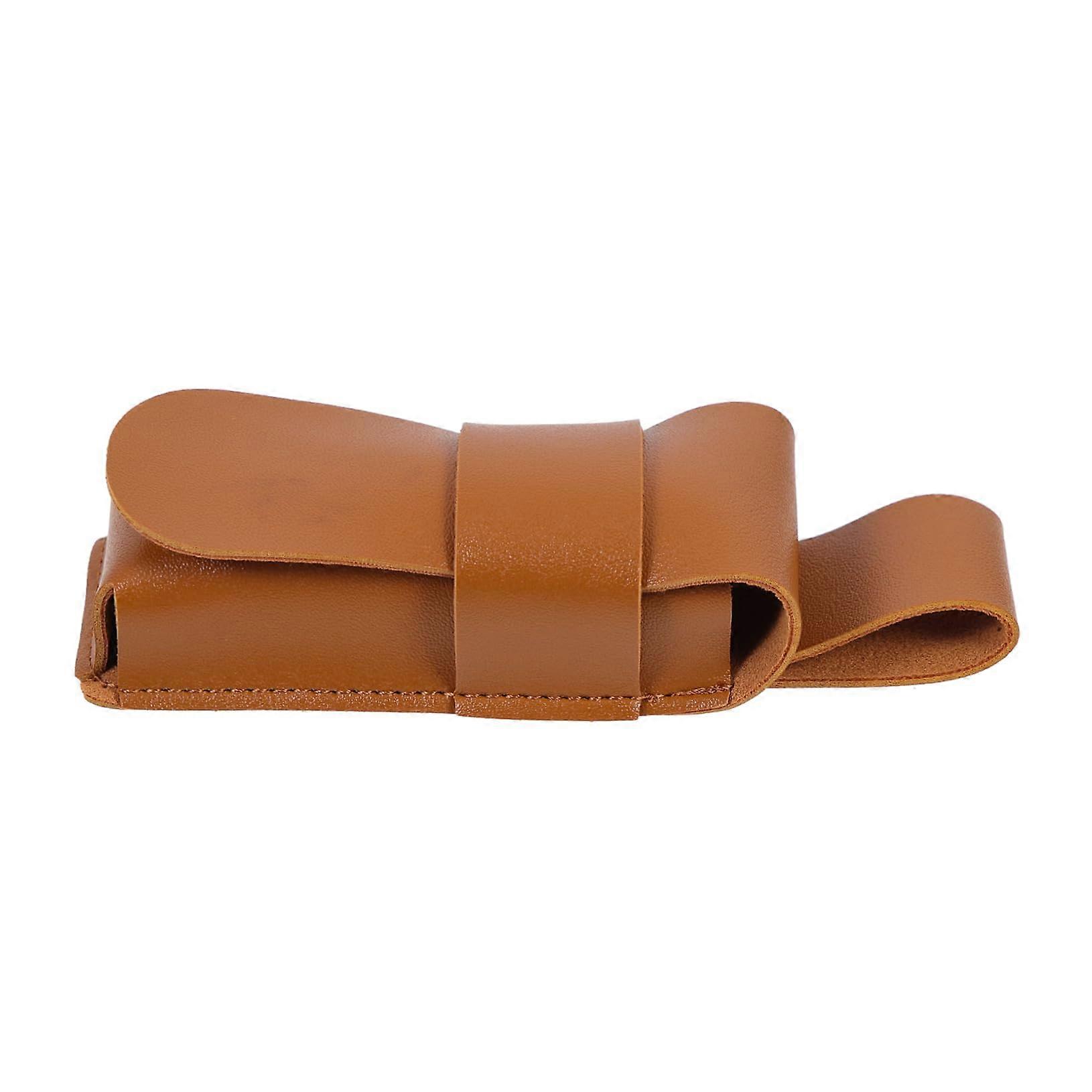 Leather Harmonica Case Brown, Protective Holder for Standard Size Harmonicas, Durable Storage Bag with Cover