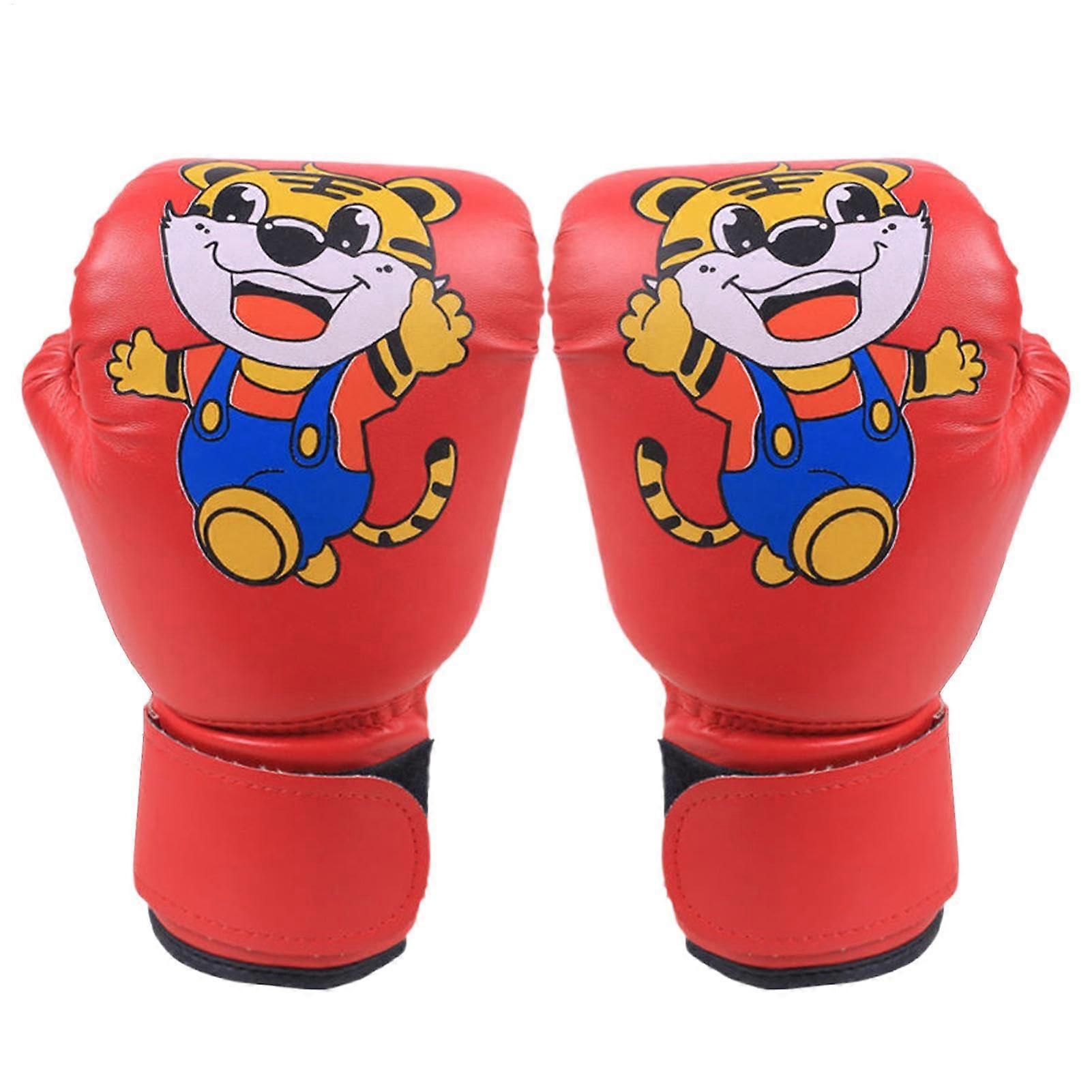 Boxing Gloves for Kids, Sparring Gloves and Pads, Cartoon Pattern, Training Gloves 02 red