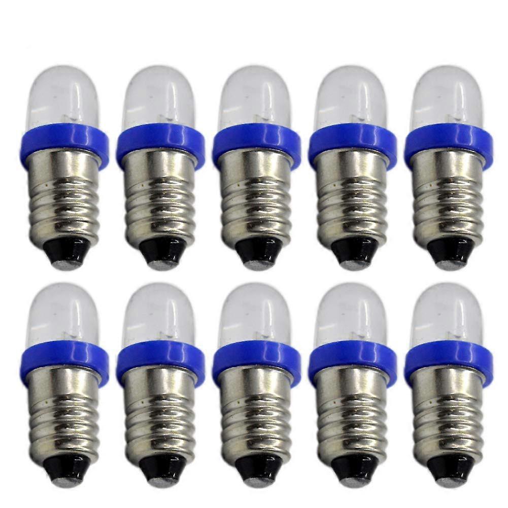 10 Pack 12V E10 Mini LED Flashlight Bulbs White/Blue/Red/Green/Yellow E10 Base LED Bulbs (Blue)