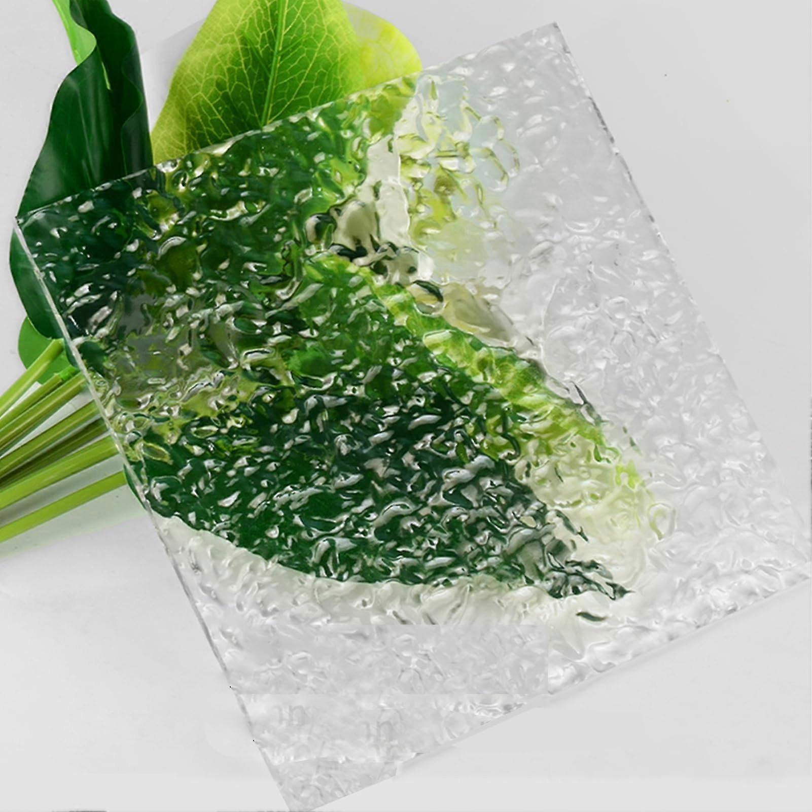 Acrylic Square Display Block, Acrylic Rectangle Water Pattern Wave Ripple Leaves Clear 310mm Thickness Multiple Sizes (8mm, 200x200mm) 200x200mm 8mm