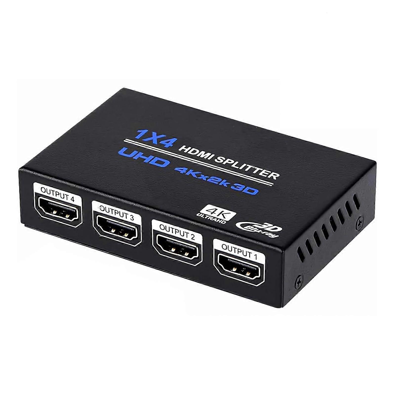 4K HDMI Splitter 1 In 4 Out Simultaneously For 4 Monitors Mirror Supports 4K UHD HDCP1.4 3D 1080P Full HD DC Power
