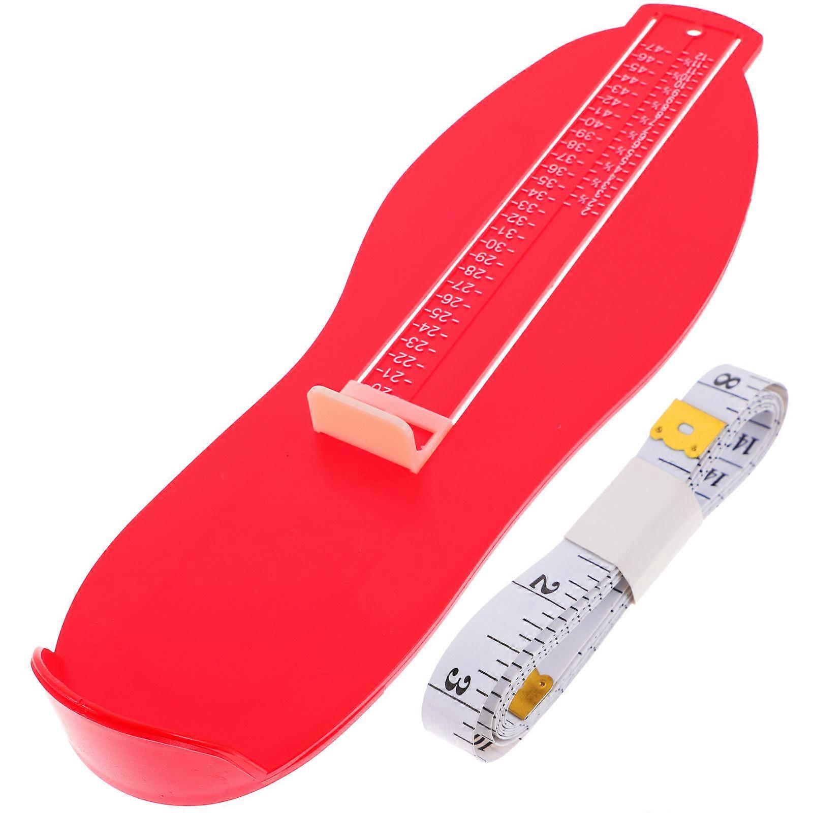 Foot Length Gauge 1Pc Foot Measuring Device Home Use Red Plastic Simple Design for Accurate Measurements