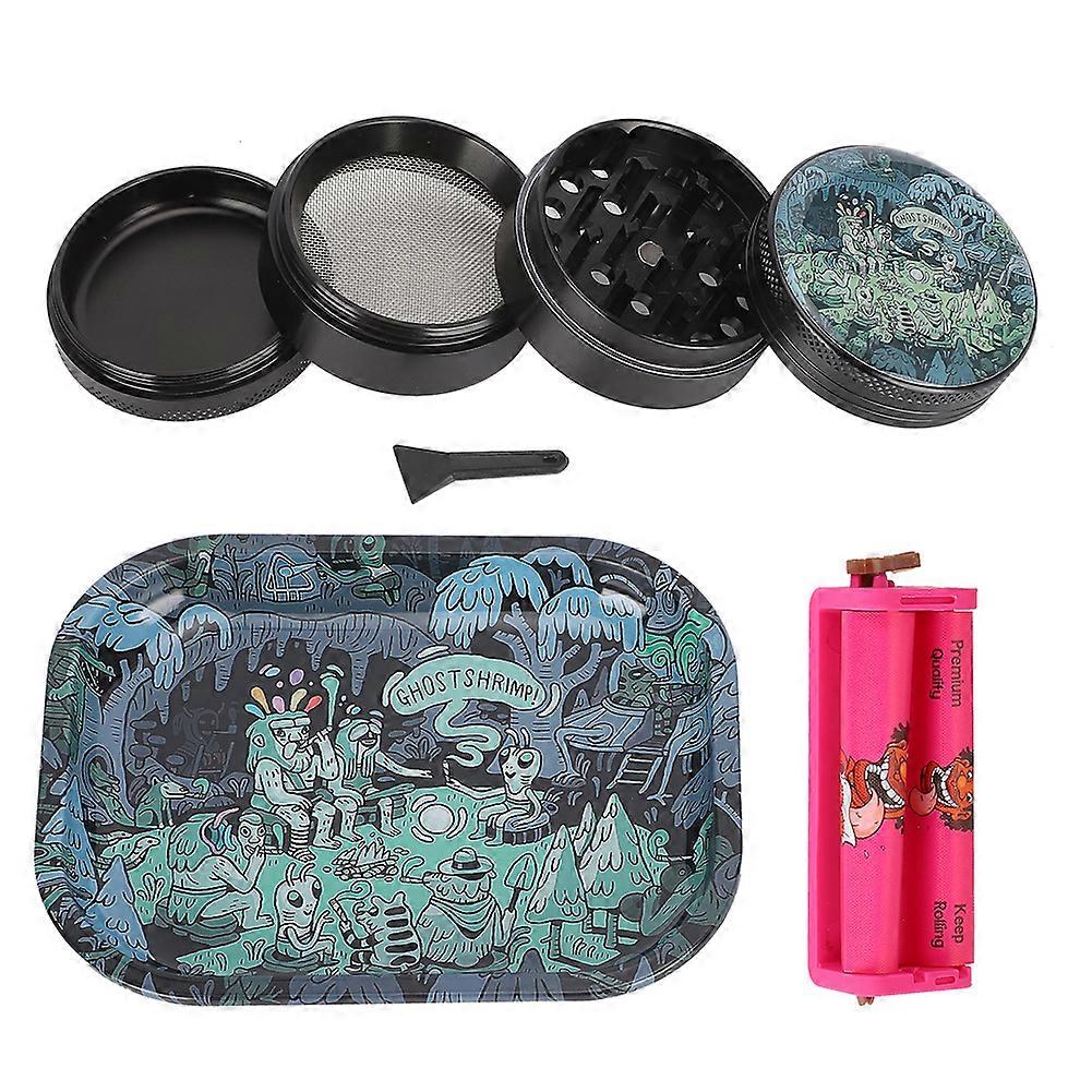 3Pcs 4-Layer Smoke Grinder Set Alloy Cigarette Rolling Maker with 1Pc Accessory