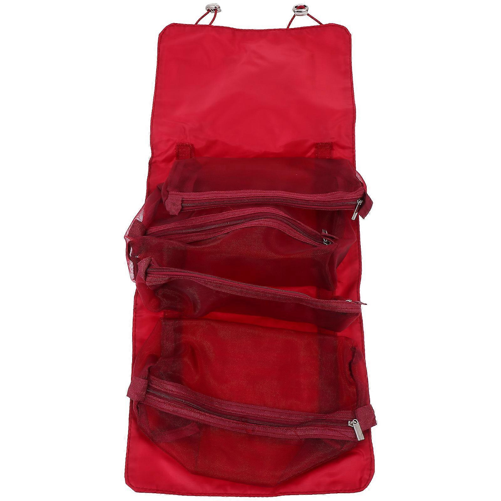 Makeup Storage Bag Cosmetics Organizer For Vacation Rectangular Shape Mesh Hanging Compact Design 1Pc