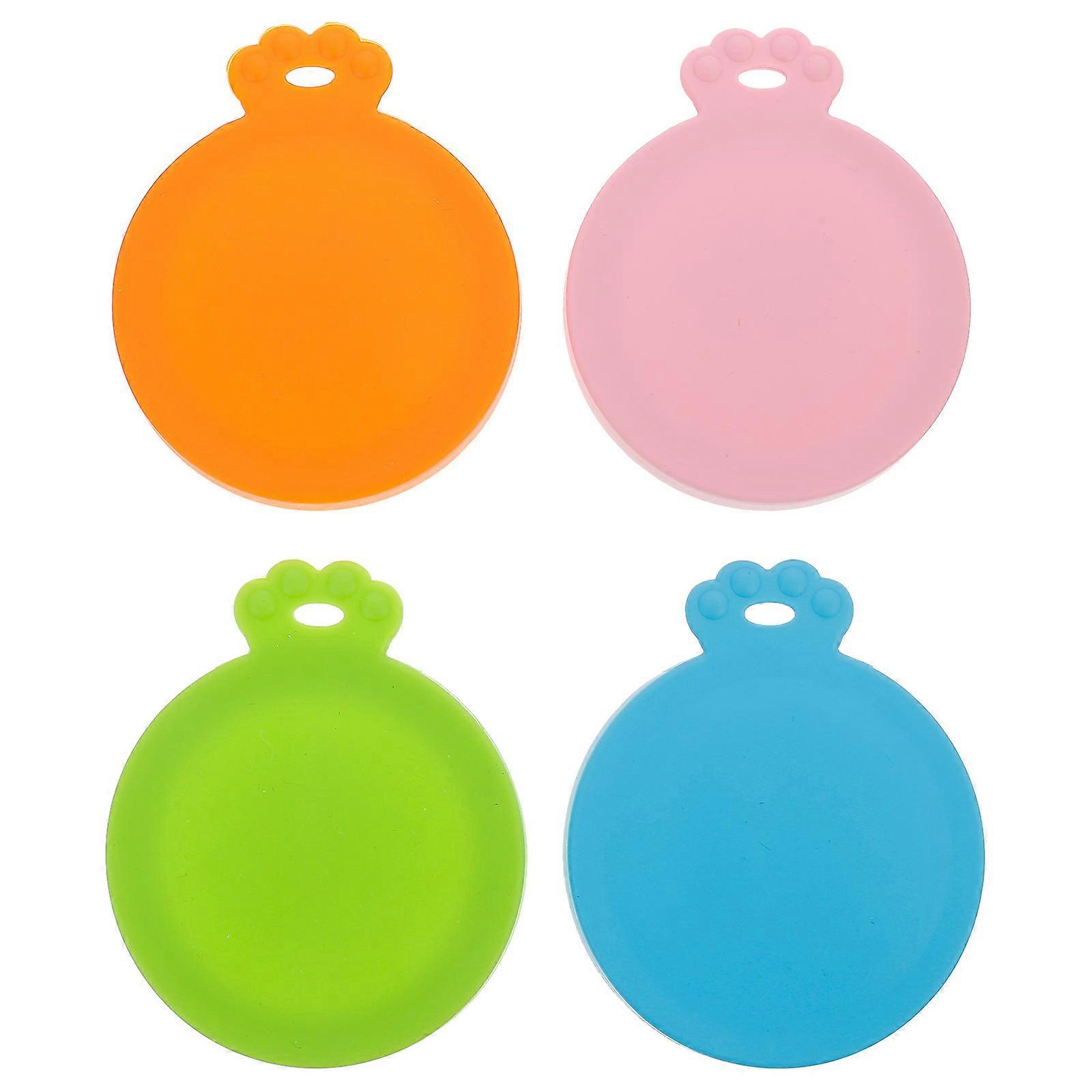 Practical Food Can Lids for Pet Supplies Made of Durable Silicone Assorted Color 4pcs