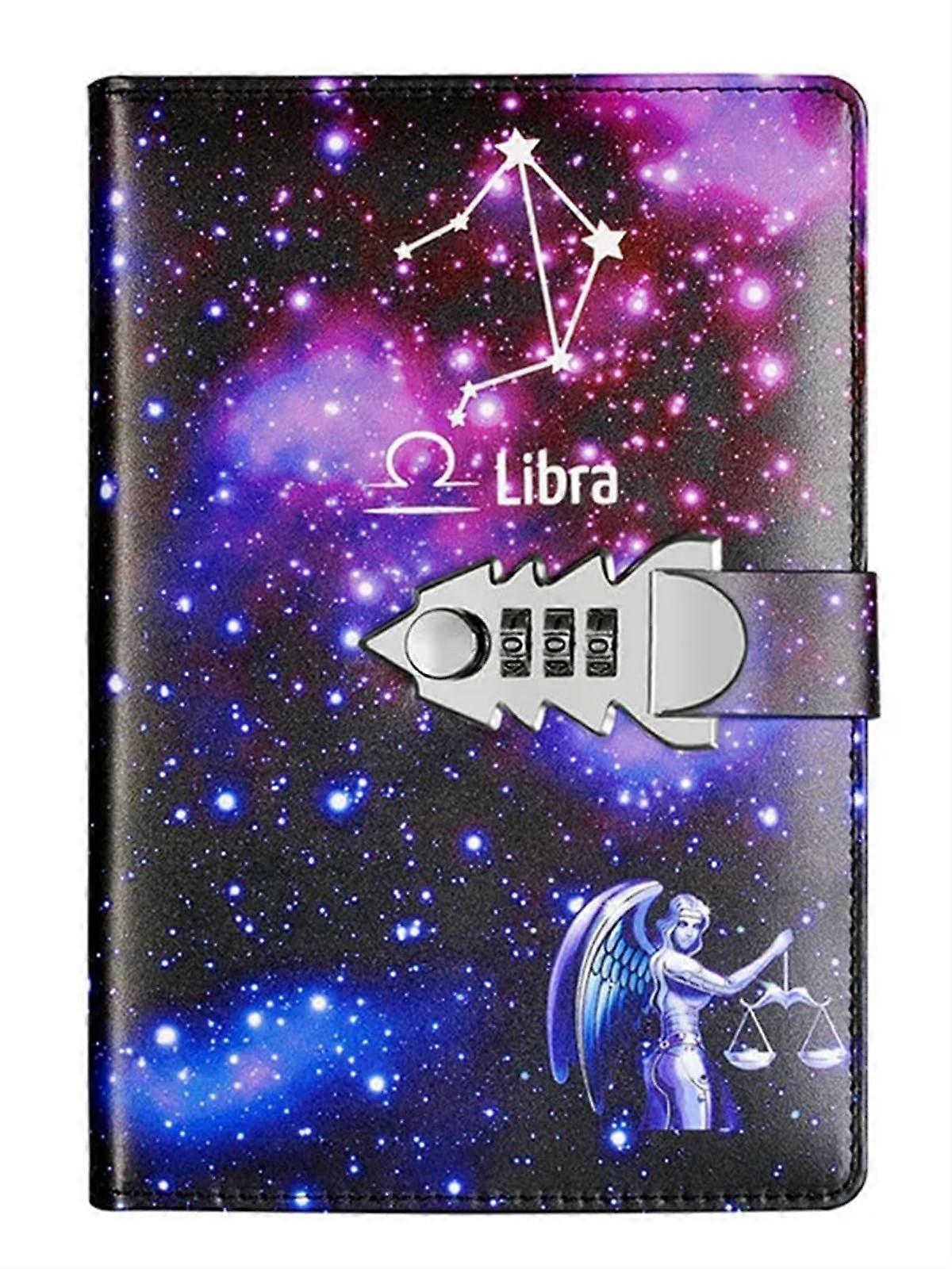 Diary with Lock for Libra | Creative 12 Constellation Code Notebook Set | European Style Hand Ledger in Gift Box