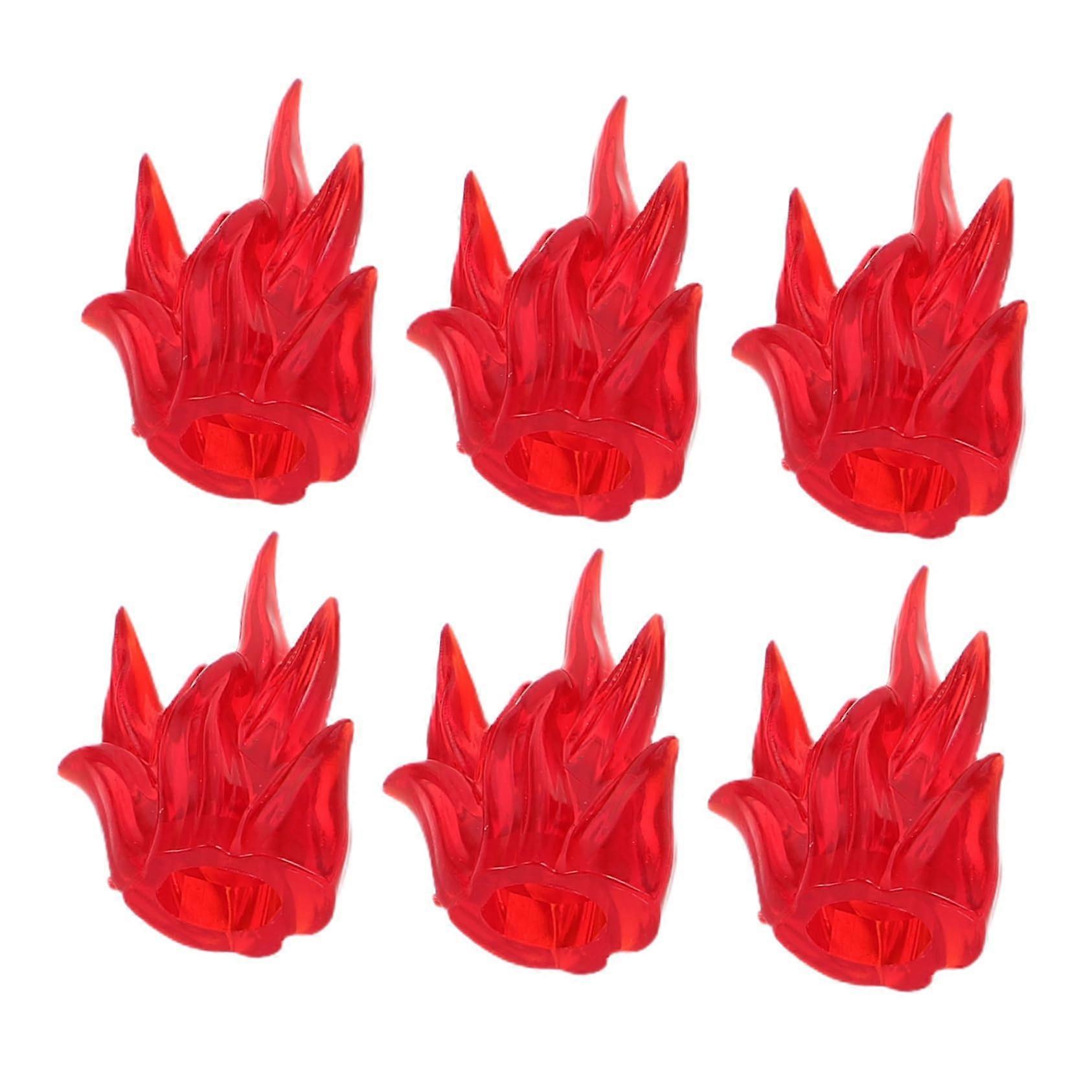Puzzle Building Blocks Set Of 6 Plastic Red Fire Effects Blocks For Halloween Educational Fire Game