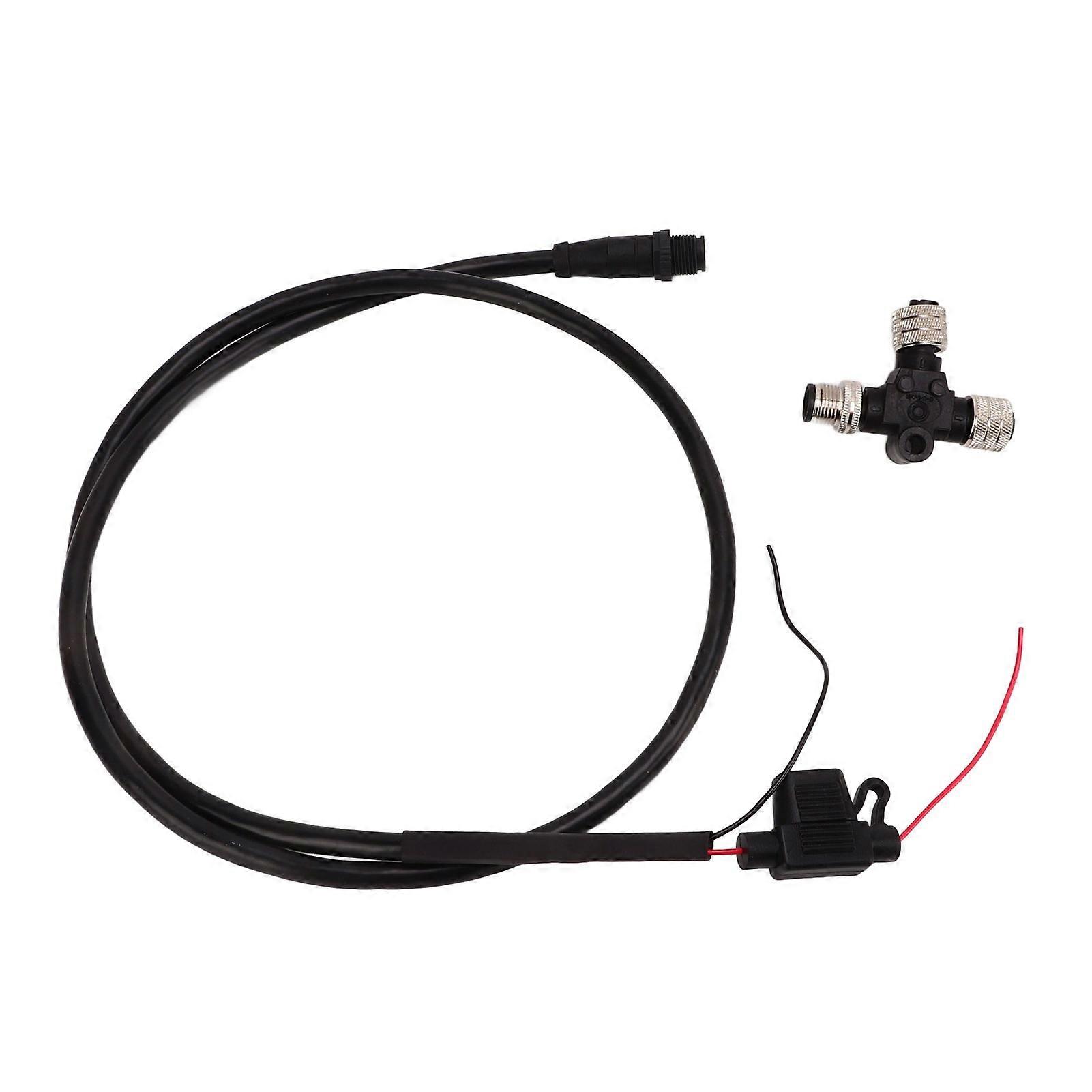 Backbone Cable with Tee Connector 3A Fuse 5Pin M12 Thread 1m Long IP67 Waterproof for NMEA 2000 Network