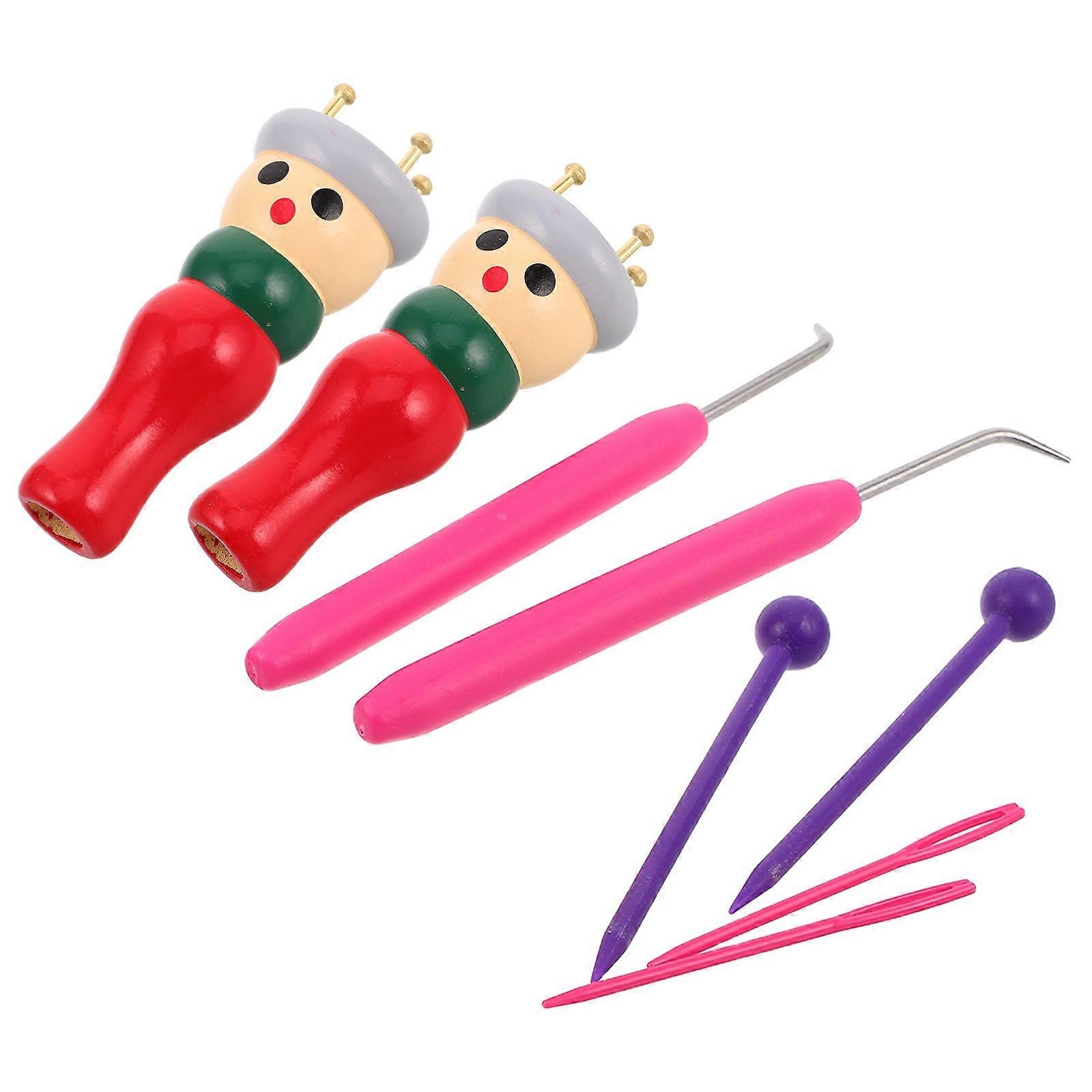 DIY Tool Wooden Knitting Fork for Handicraft Lovers Yarn Spindle 3.3×1.4×1.4in 1Set