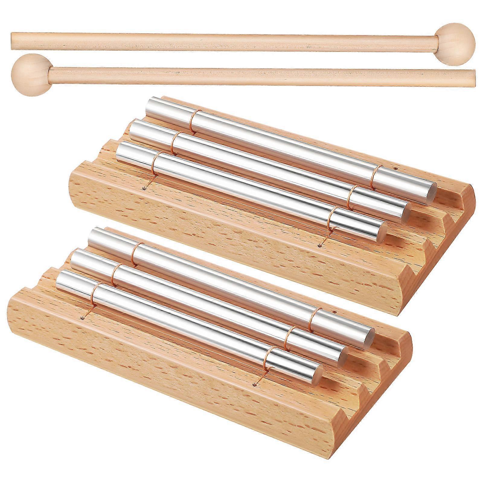 Percussion Bell Kit Energy Chimes Instrument Wooden Chimes With Mallet For Kids Music Education Rhythm Development 2Sets