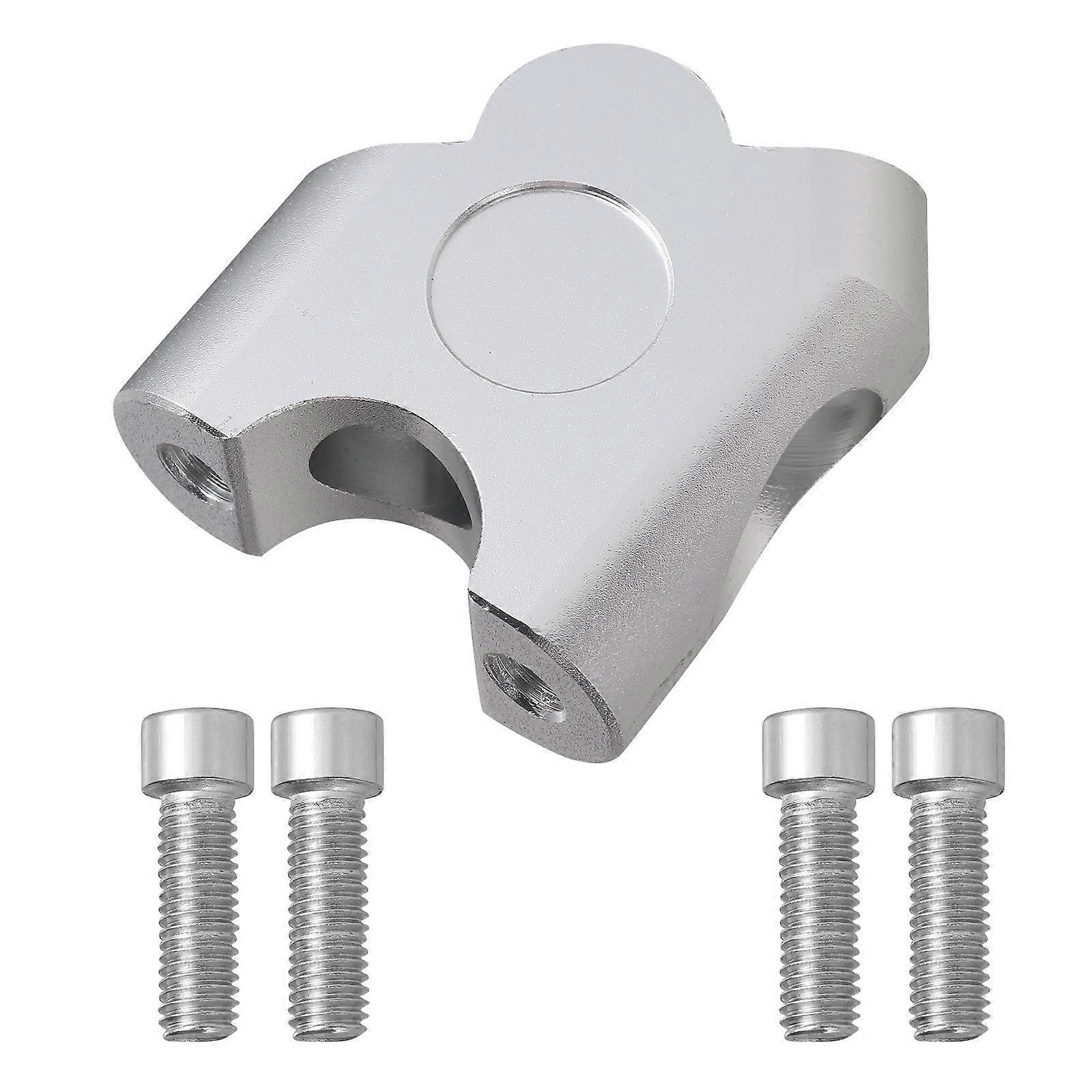 Motorcycle Handlebar Riser Adapter for 22mm Bars Silver Aluminum Alloy Mount