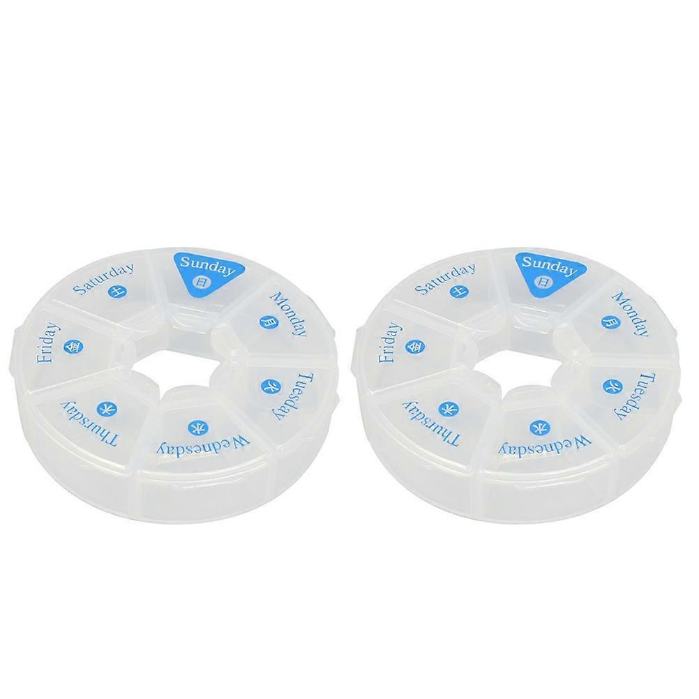 2PCS Portable Weekly Medicine Containers Organizer Multi Resin Storage for Medical Use 7 Compartments