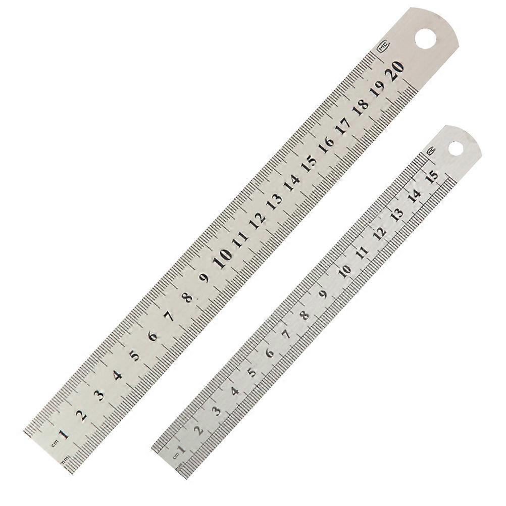 Stainless Steel Ruler Set for Measurement with Double Scale Mark Silver Color 20cm 15cm Each