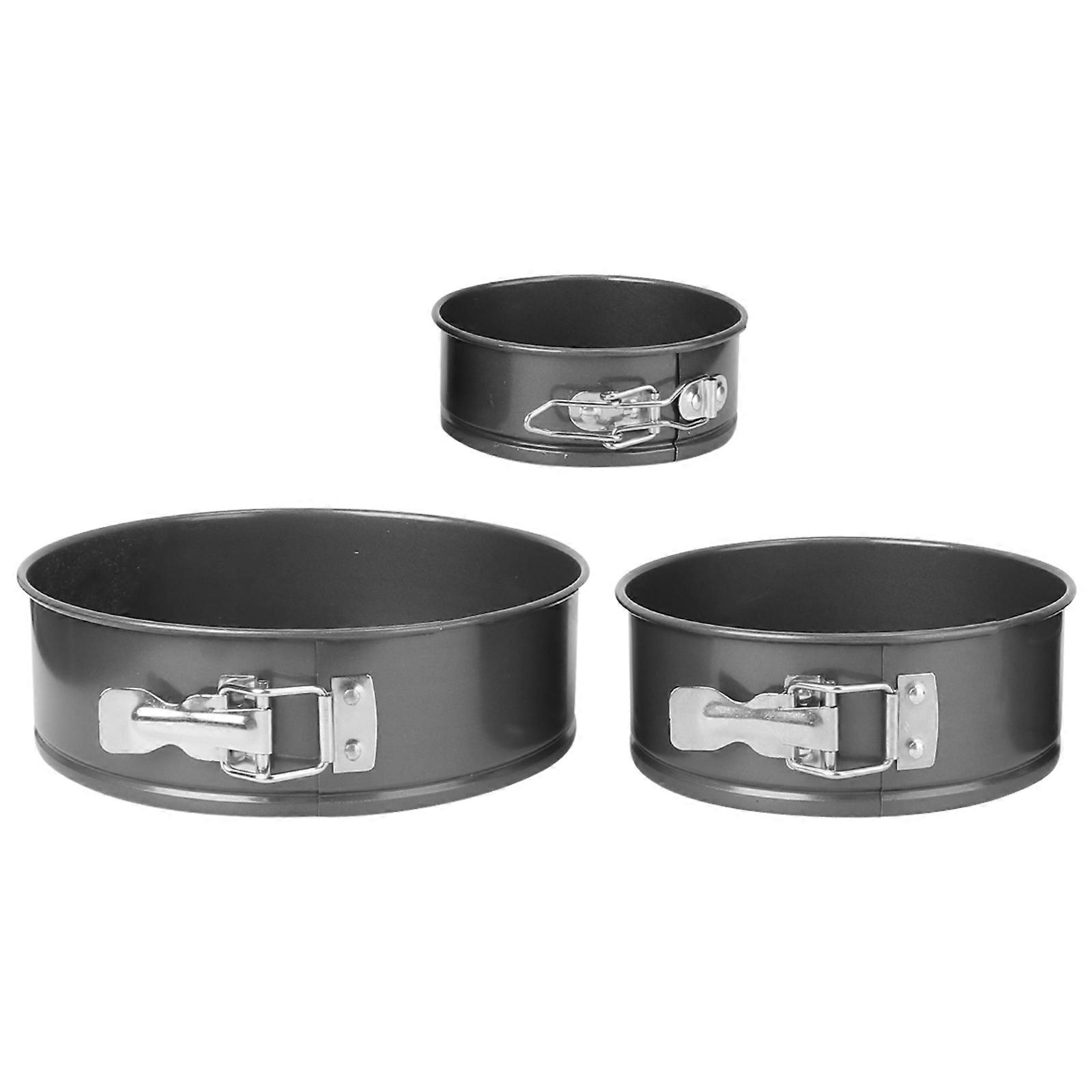 Easy to Clean Small Baking Pan Non Stick Round Cake Mould 3Pcs Black for DIY Enthusiasts