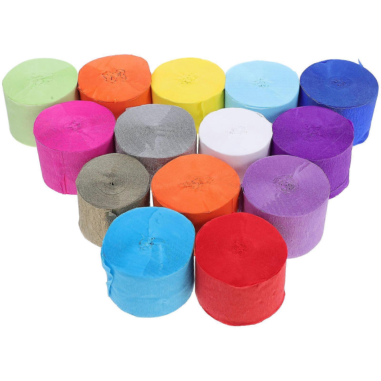 クリスマスベビーシャワーサマーパーティー用クレープペーパークラフトストリーマー4.5cm x 10M明るく彩度の高い色14個