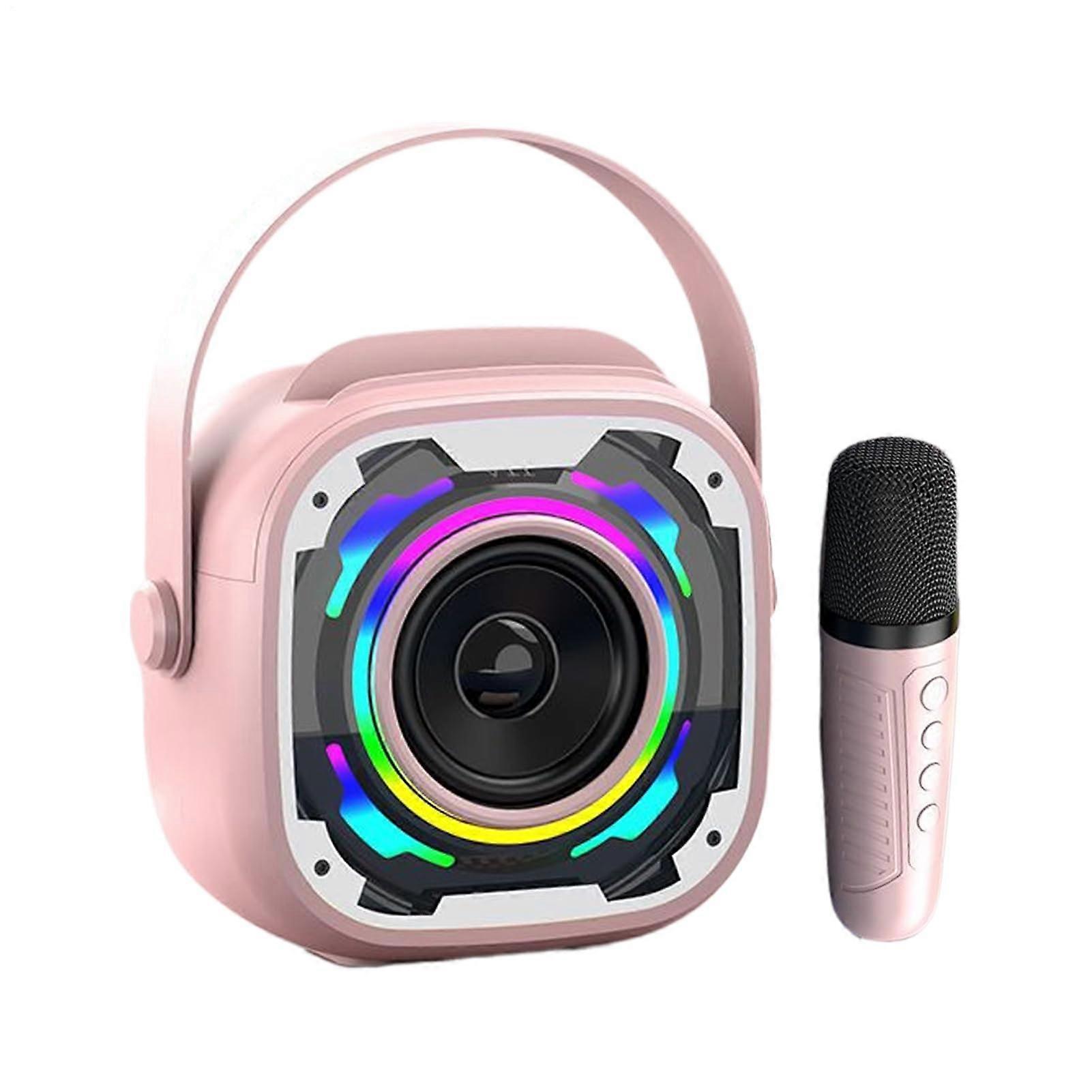 Portable Handheld Speakers with Builtin Lights, Music Amplifier for Home, Party, Outdoor Pink
